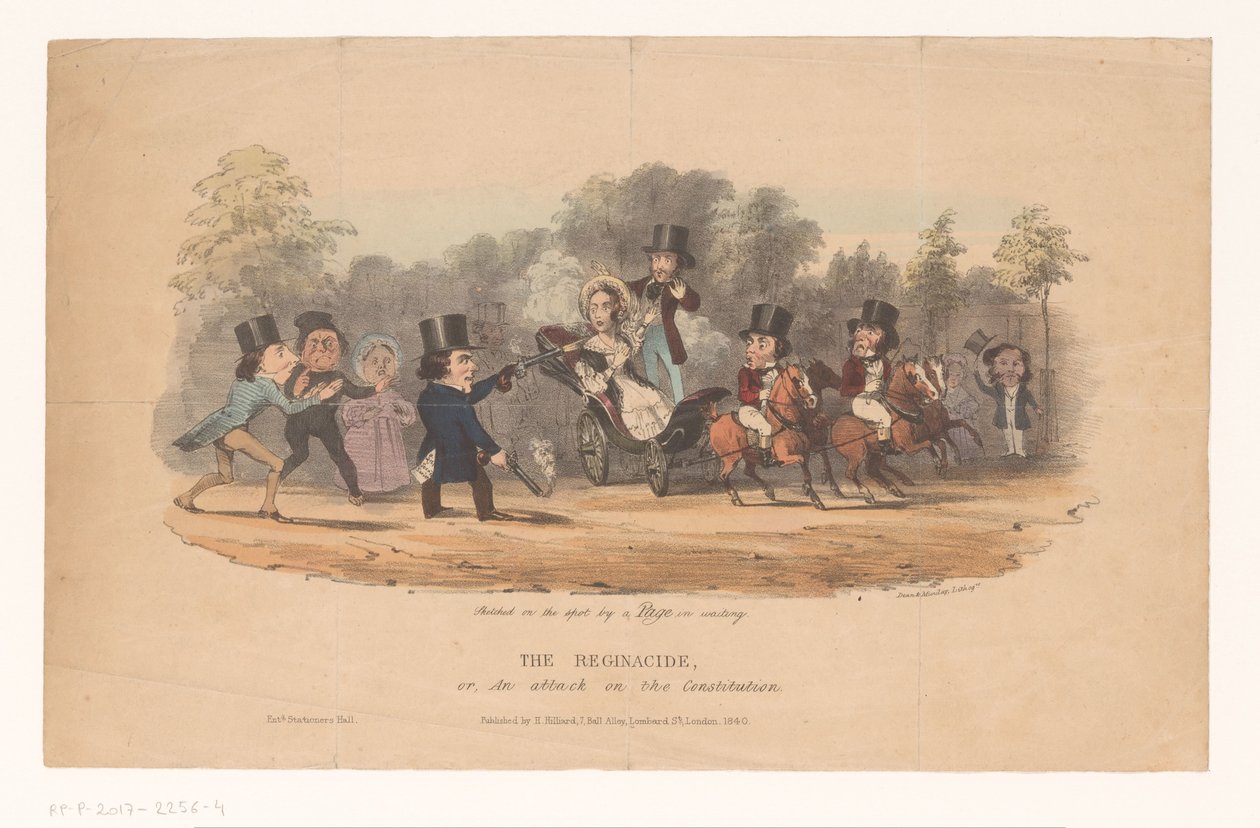 Aanslag na koningin Victoria, 1840 Reginacyd, czyli atak na konstytucję (tytuł na przedmiot) autorstwa Dean and Munday