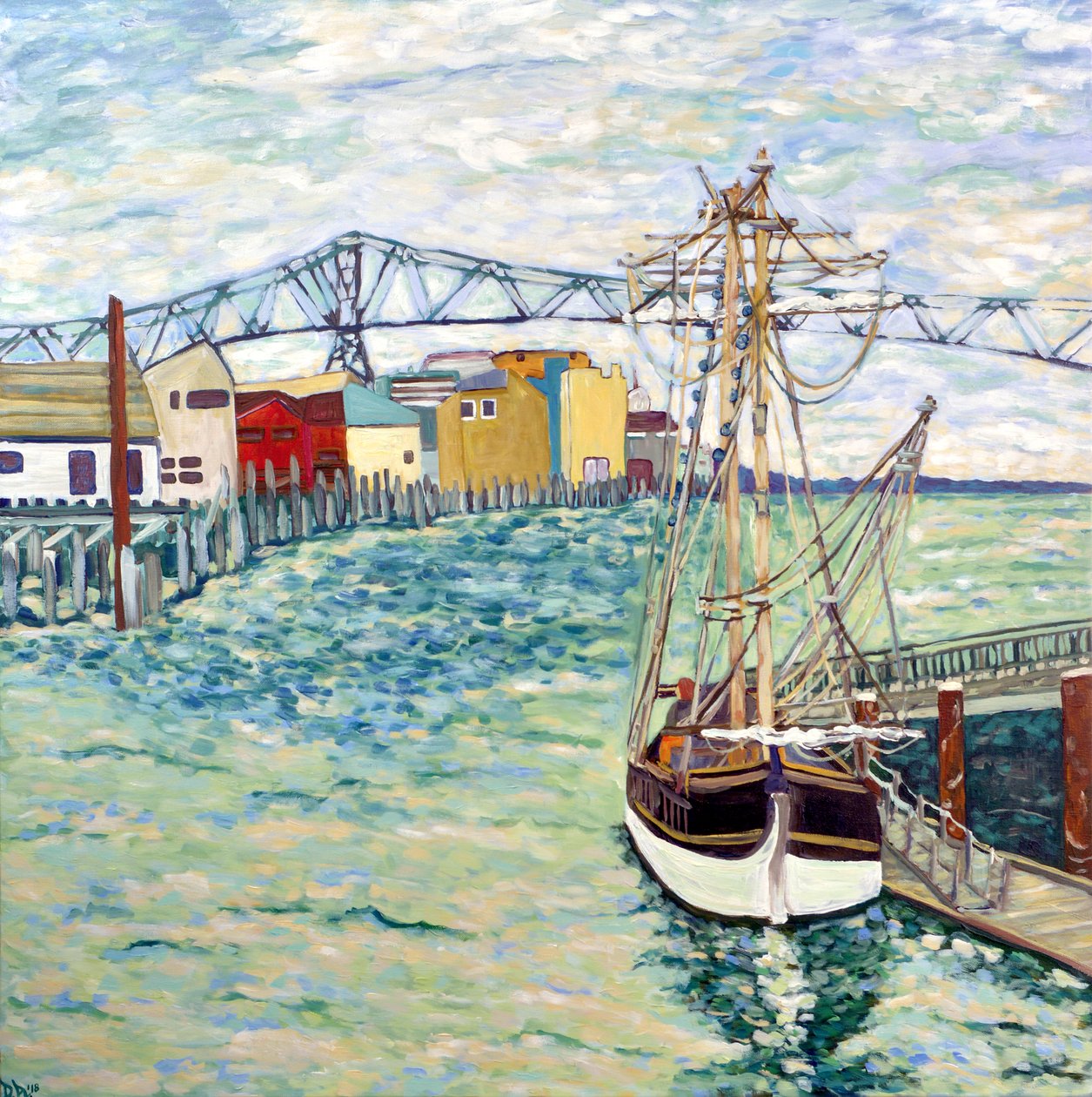 Astoria Boat, 2018 (akryl na płótnie) autorstwa Deborah Eve Alastra