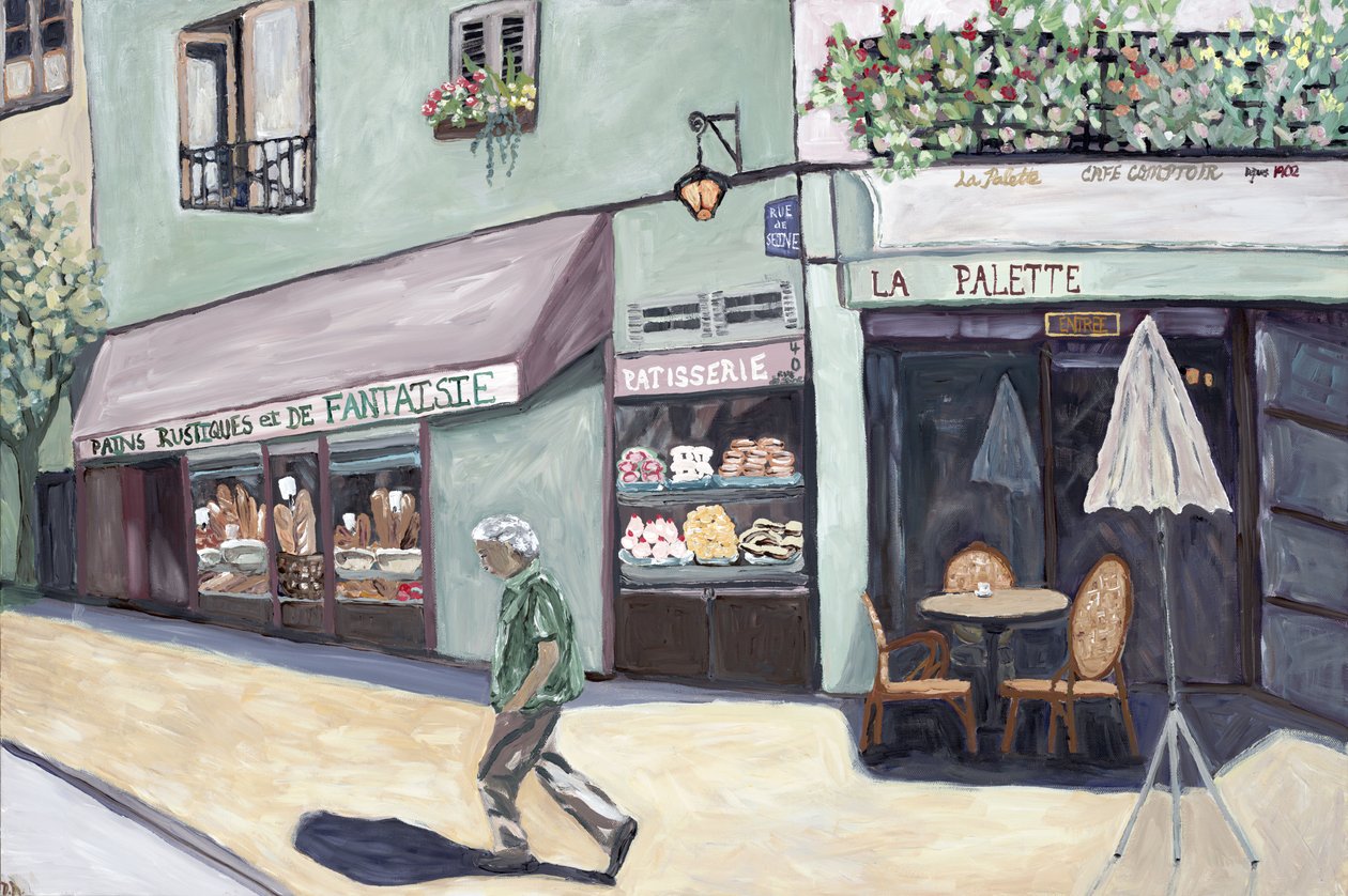 Cafe Corner, 2017 (akryl na płótnie) autorstwa Deborah Eve Alastra