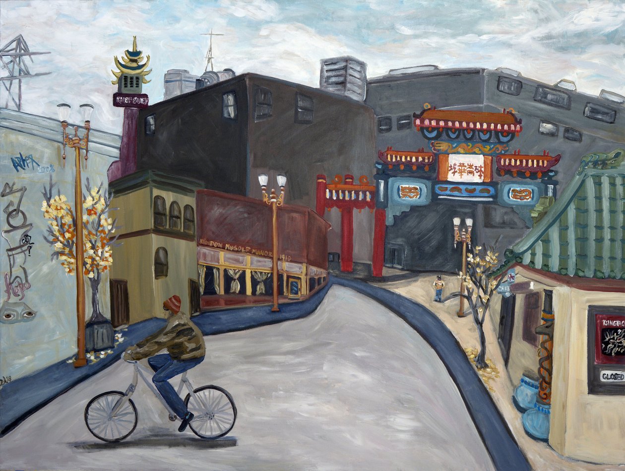Chinatown Portland, 2018 (akryl na płótnie) autorstwa Deborah Eve Alastra