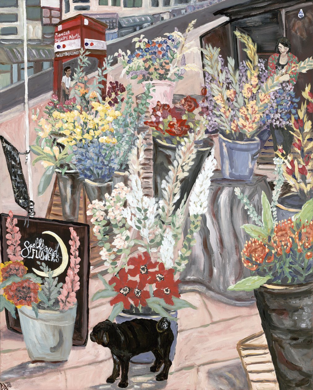 Flower Lady, 2018 (akryl na płótnie) autorstwa Deborah Eve Alastra
