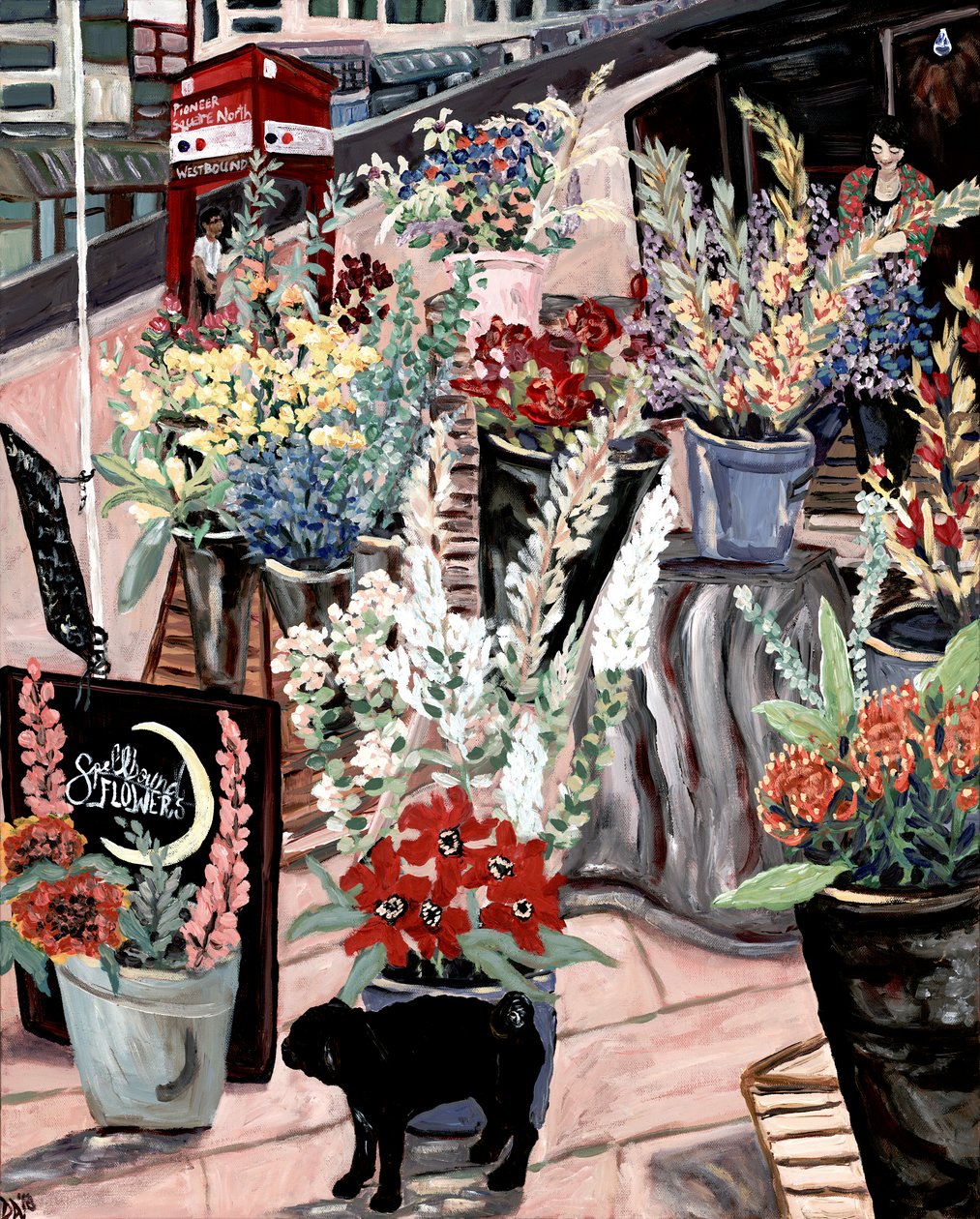 Flower Lady, 2020 (akryl / medium na płótnie) autorstwa Deborah Eve Alastra