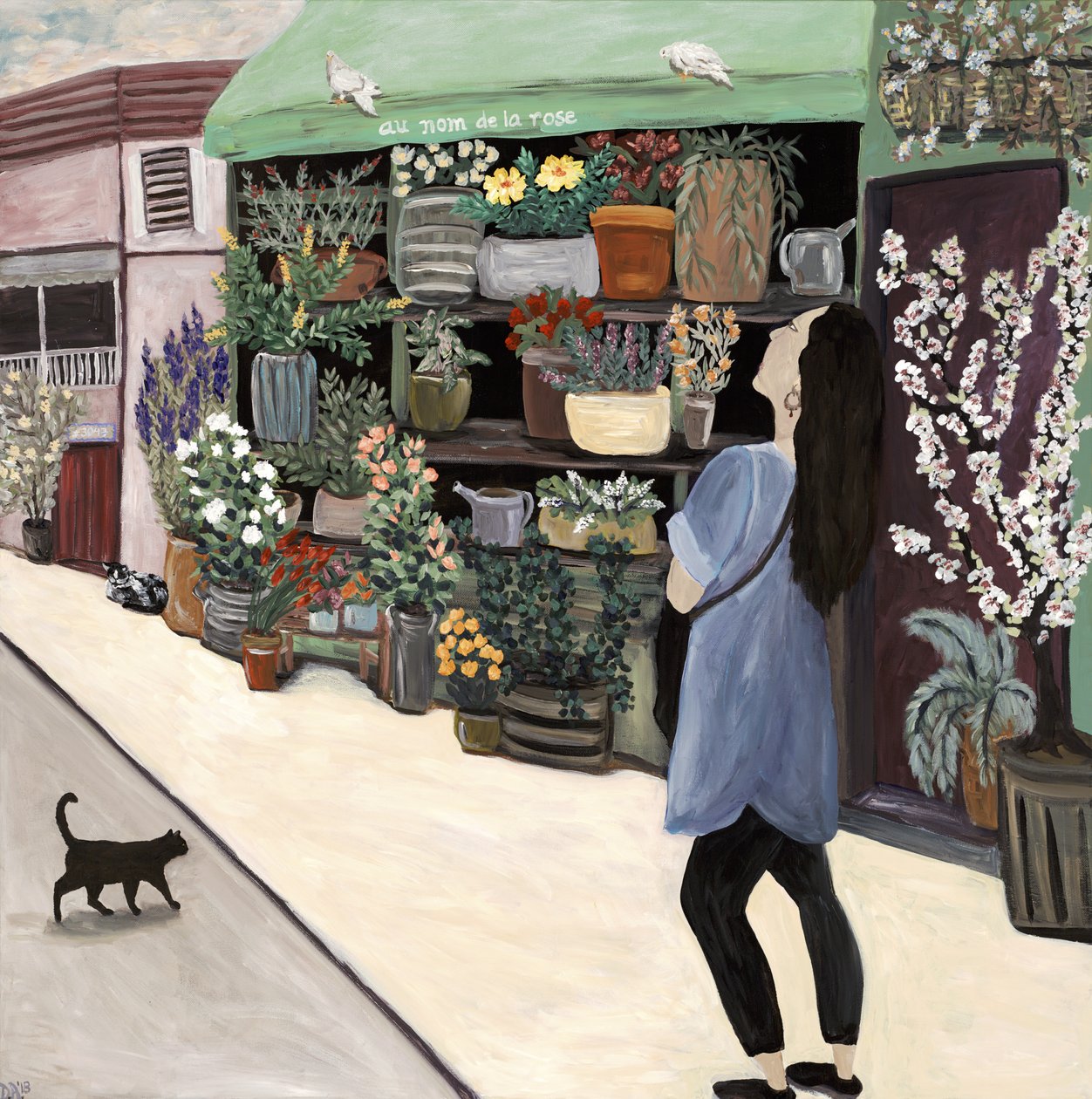 Flower Shop St. Germain, 2018 (akryl na płótnie) autorstwa Deborah Eve Alastra