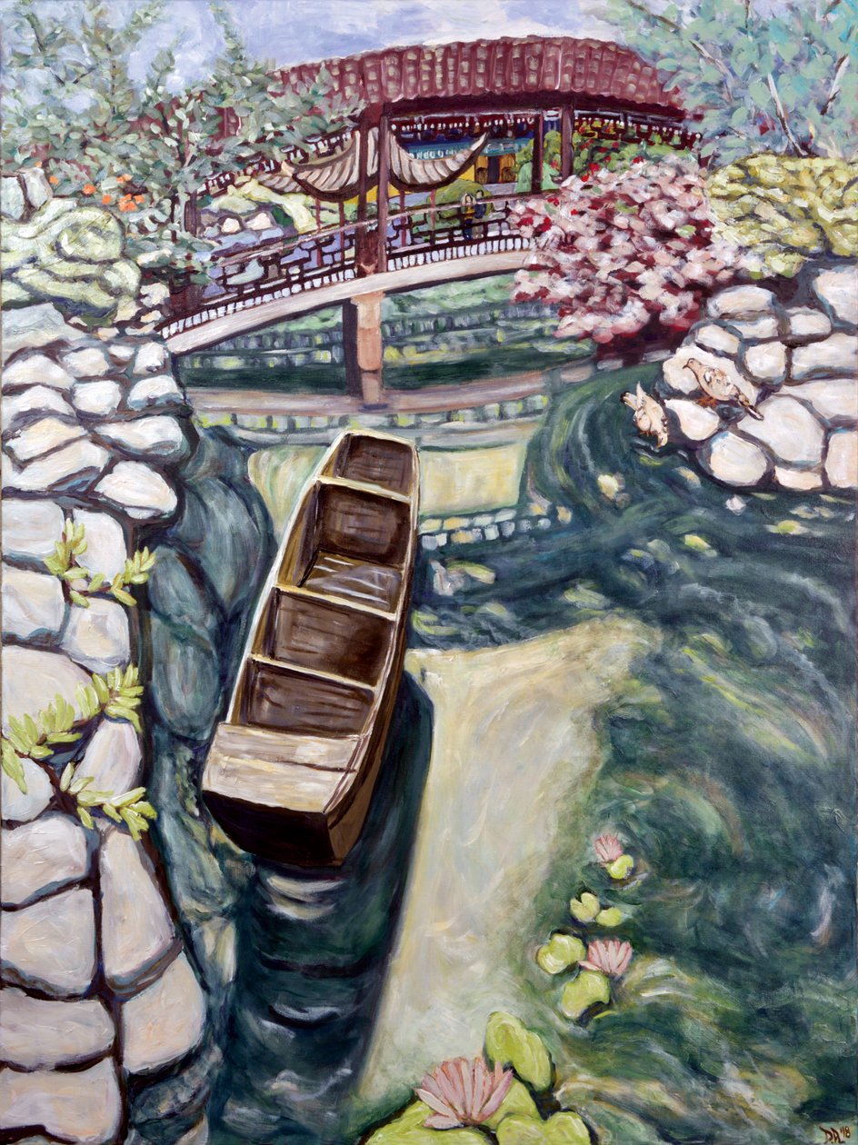 Lansu Canoe, 2018 (akryl na płótnie) autorstwa Deborah Eve Alastra