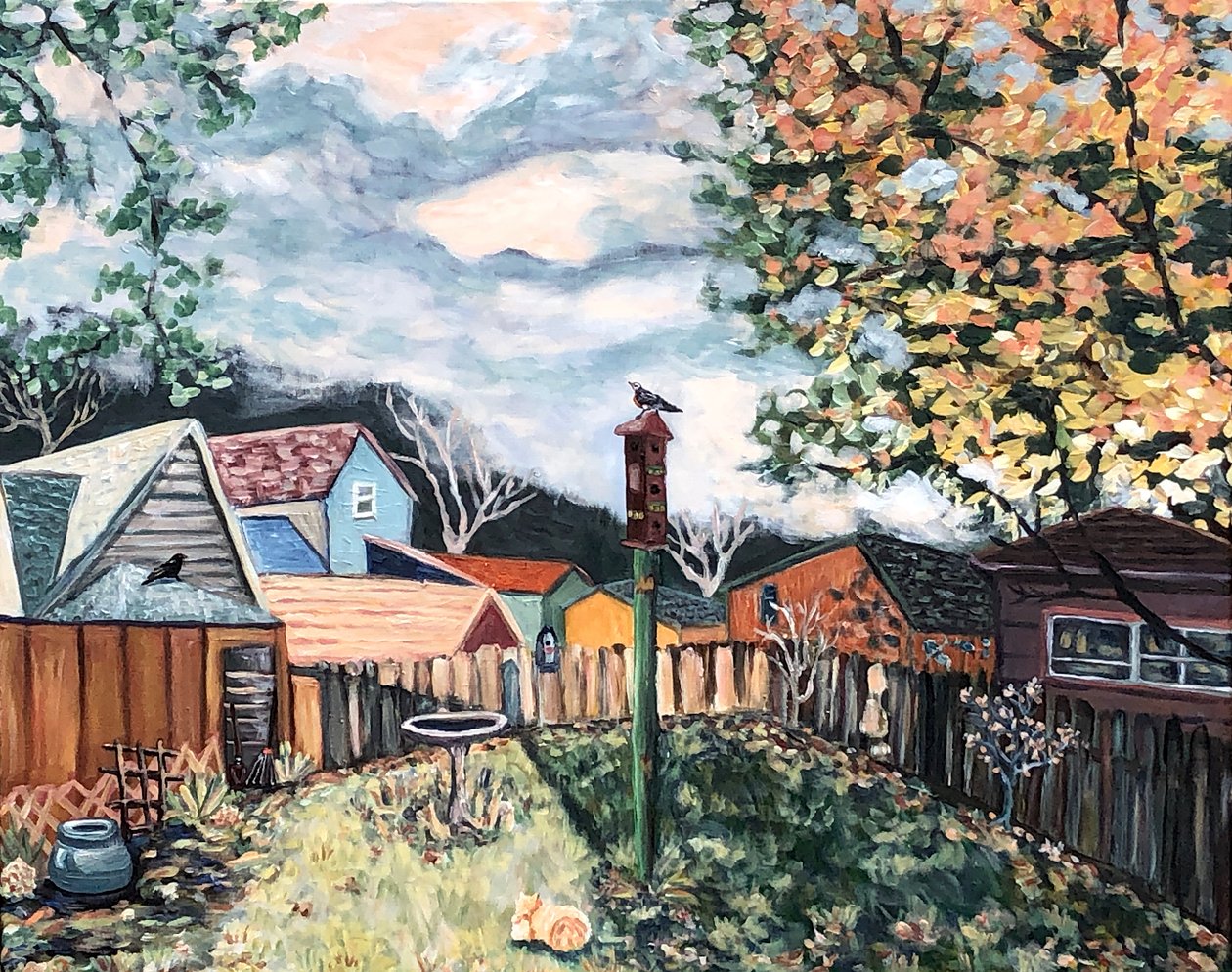 "Last Light of Fall" 2020, akryl na płótnie autorstwa Deborah Eve Alastra