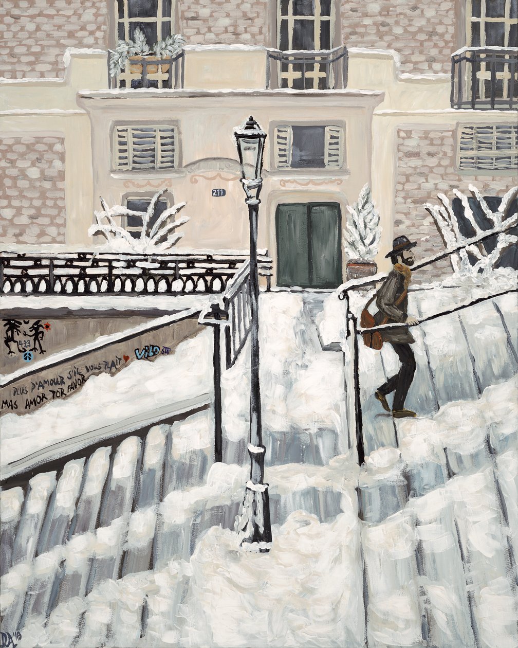 Montmartre Snow, 2017 (akryl na płótnie) autorstwa Deborah Eve Alastra