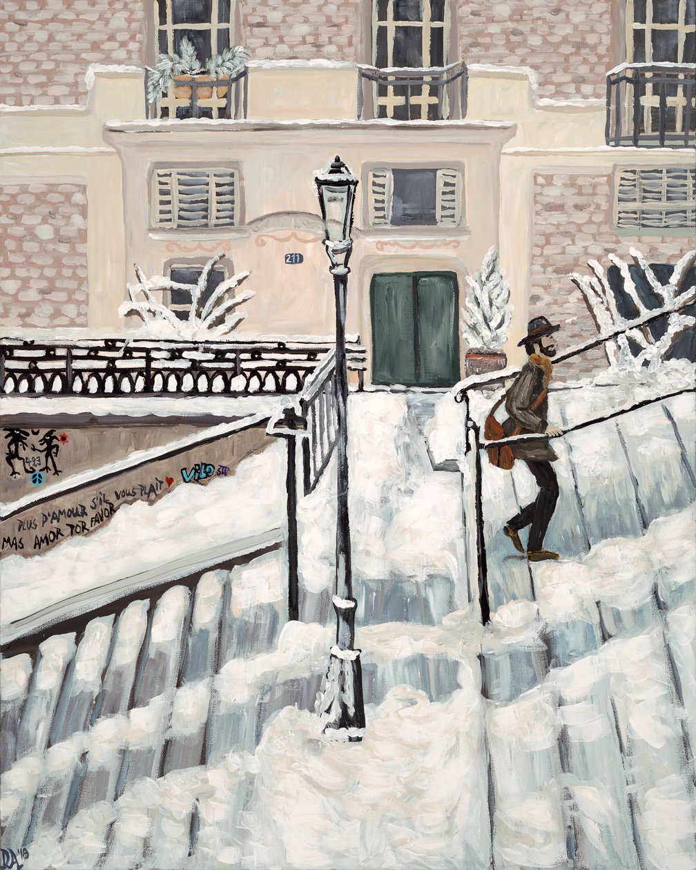 Montmartre Snow, 2018 (akryl na płótnie) autorstwa Deborah Eve Alastra