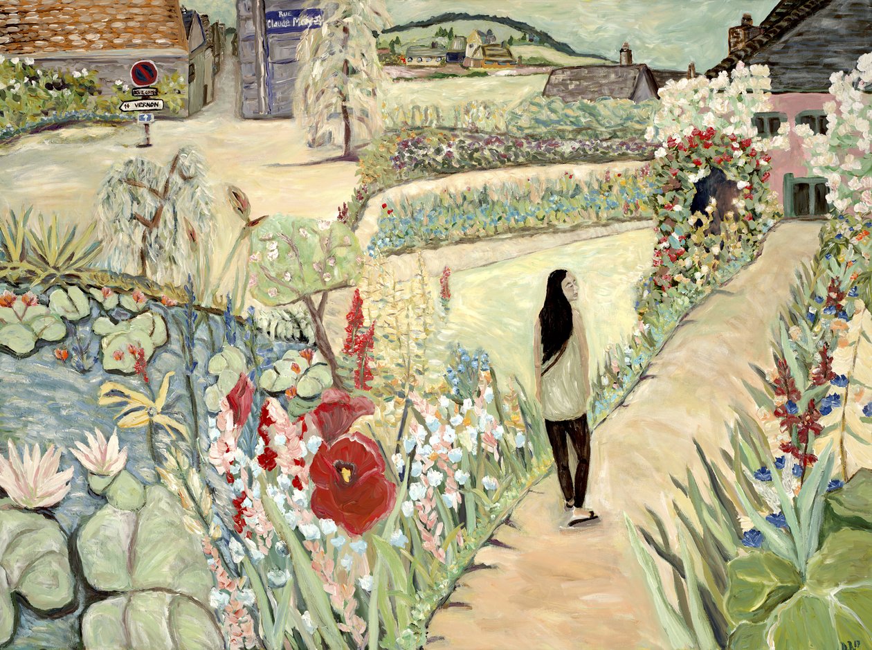 Nita w Giverny, 2017 (akryl na płótnie) autorstwa Deborah Eve Alastra