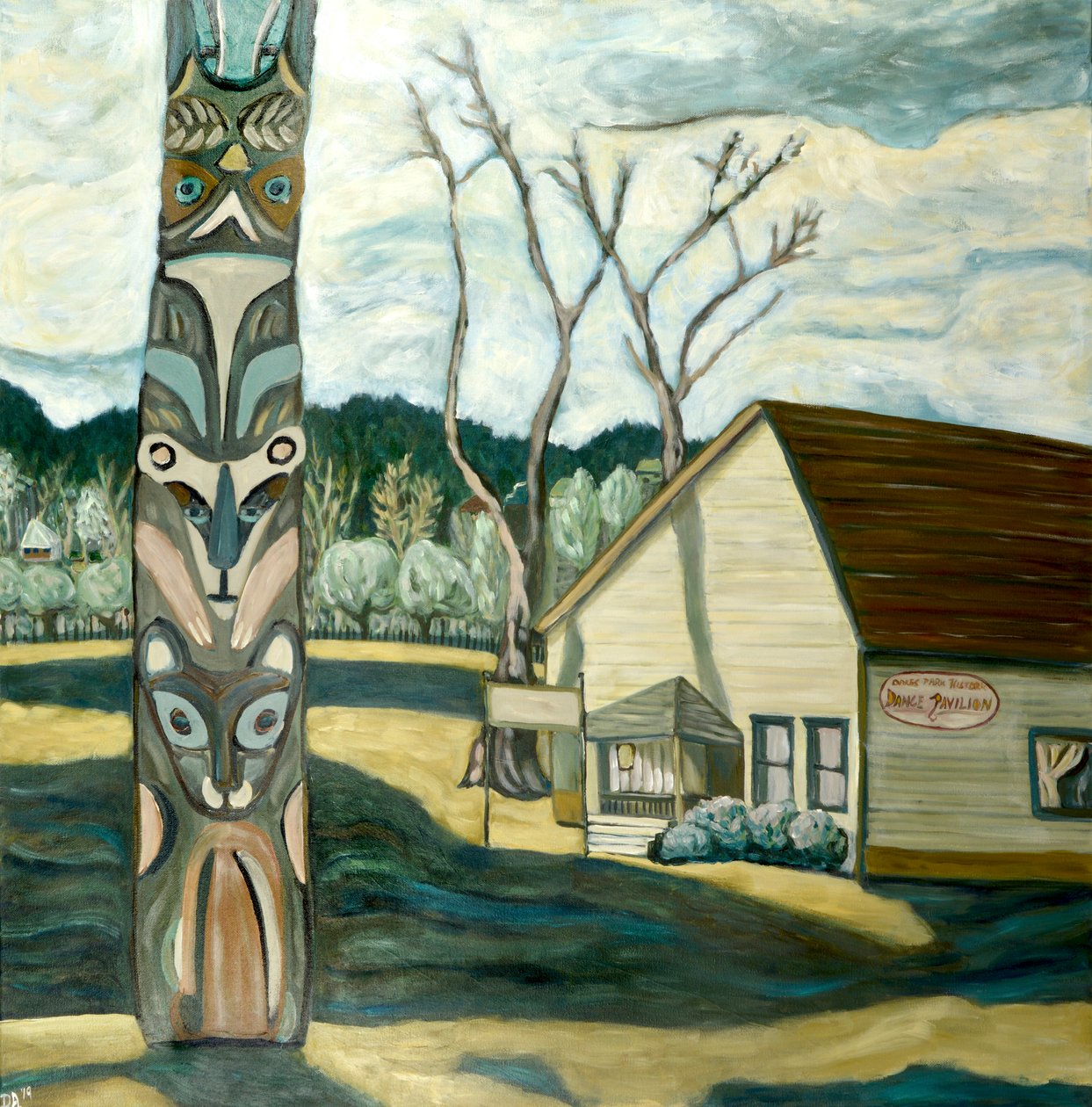 Totem dębowy, 2019 (akryl na płótnie) autorstwa Deborah Eve Alastra