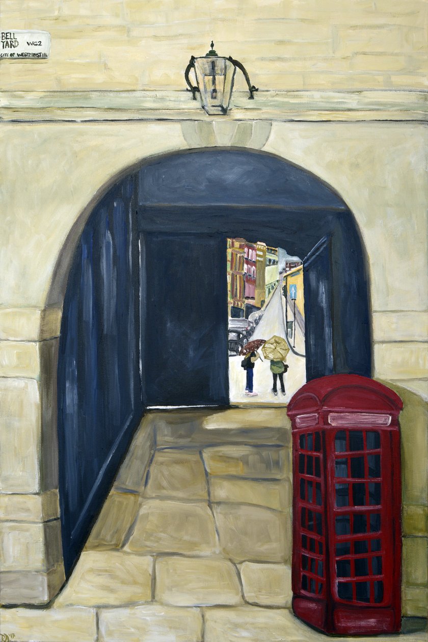 Red Phone London, 2017 (akryl na płótnie) autorstwa Deborah Eve Alastra