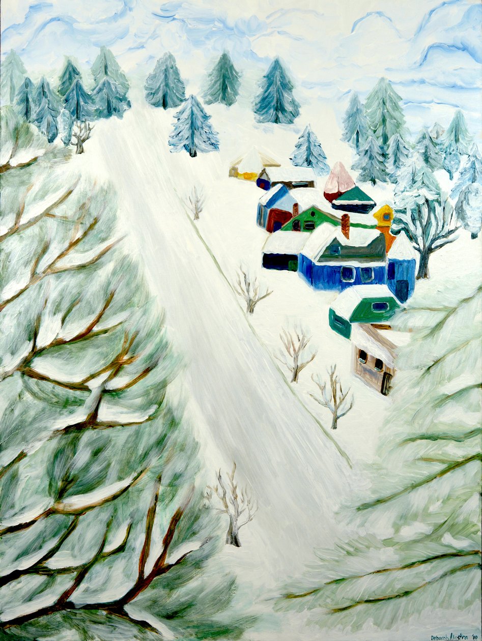 Village Snow, 2014, akryl na płótnie autorstwa Deborah Eve Alastra