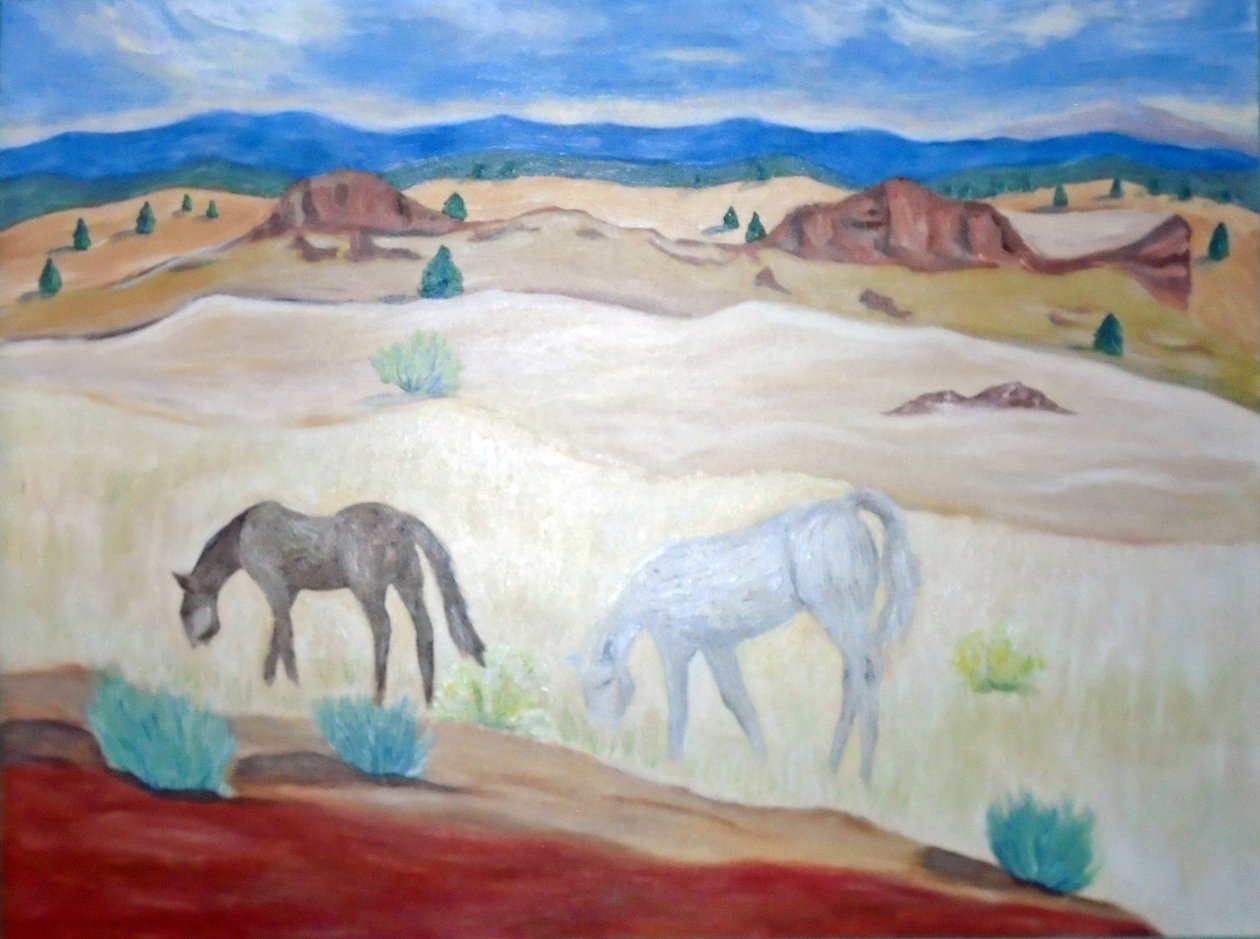 Wild Horses Warm Springs, 2011 (akryl na płótnie) autorstwa Deborah Eve Alastra