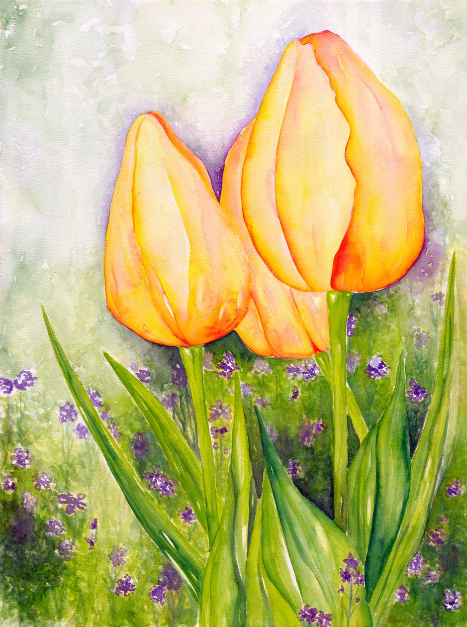 Żółte tulipany, 2006 (akwarela) autorstwa Deborah Eve Alastra