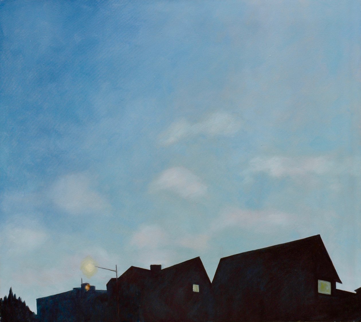 Dachy o zmierzchu, 2003 (olej na płótnie) autorstwa Deborah Stevenson