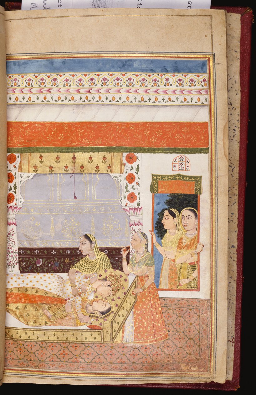 Hinduska historia miłosna Manshara i Madha, ok. 1730 r autorstwa Deccani School