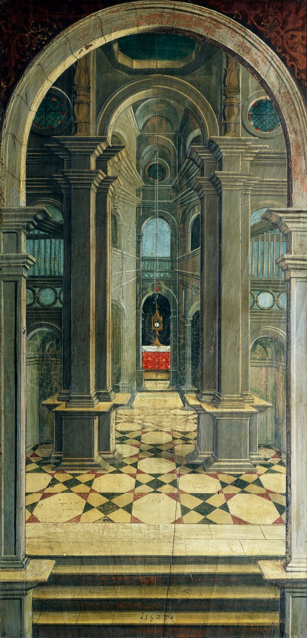 Perspektywa namalowana przez Defendente Ferrari (1480 lub 1485-1540), na tylnej części XVI-wiecznego chóru, kościół św. Hieronima, Biella, Włochy autorstwa Defendente Ferrari