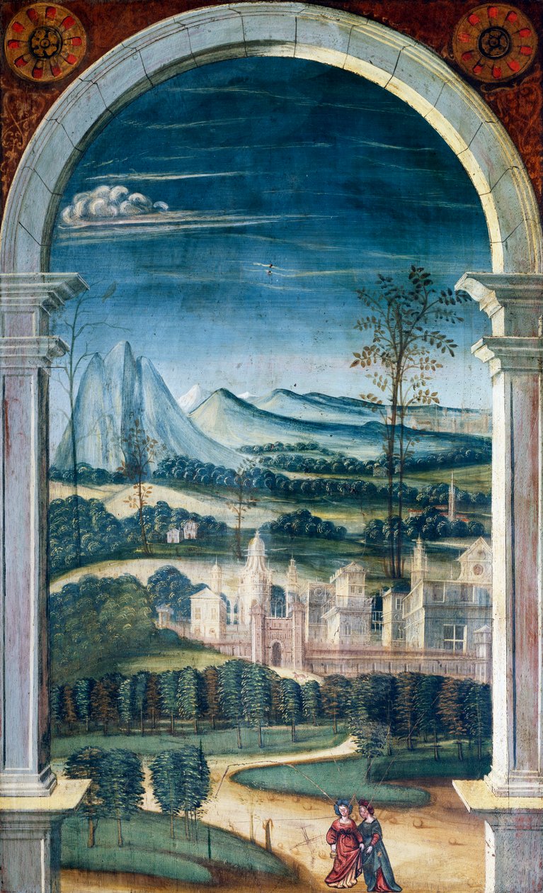 Perspektywa namalowana przez Defendente Ferrari (1480 lub 1485-1540), na tylnej części XVI-wiecznego chóru, kościół św. Hieronima, Biella, Włochy autorstwa Defendente Ferrari