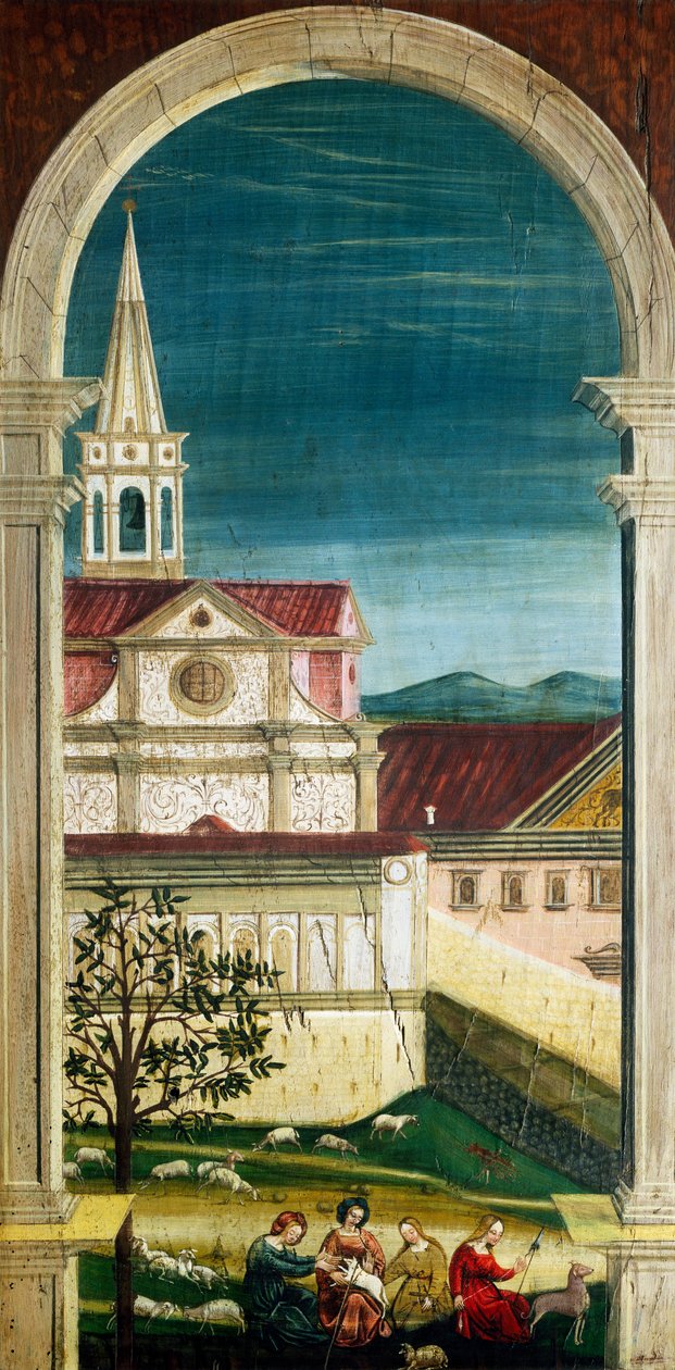 Perspektywa namalowana przez Defendente Ferrari (1480 lub 1485-1540), na tylnej części XVI-wiecznego chóru, kościół św. Hieronima, Biella. Włochy autorstwa Defendente Ferrari