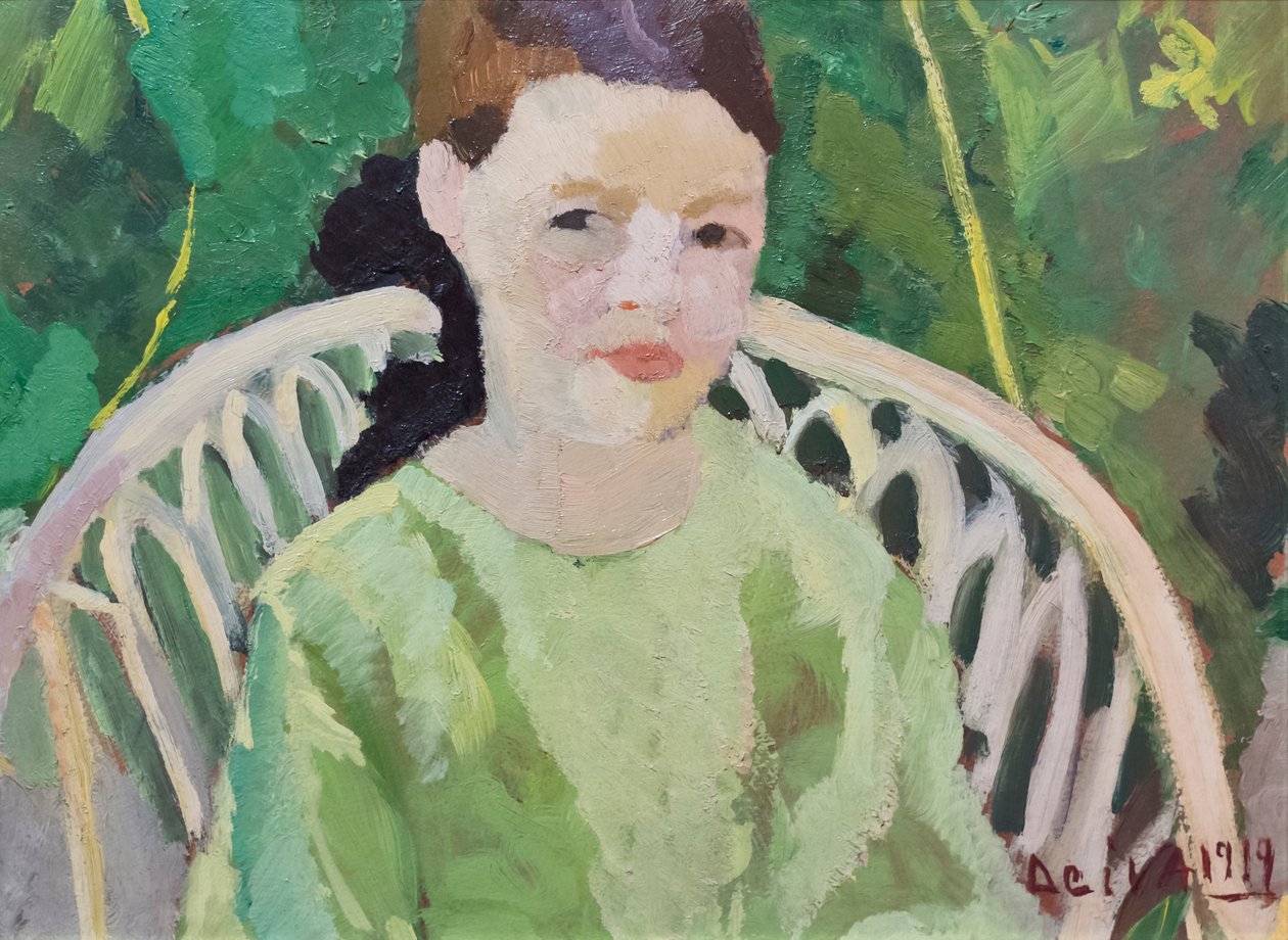 Portret nieznanej kobiety w ogrodzie autorstwa Deiva DeAngelis