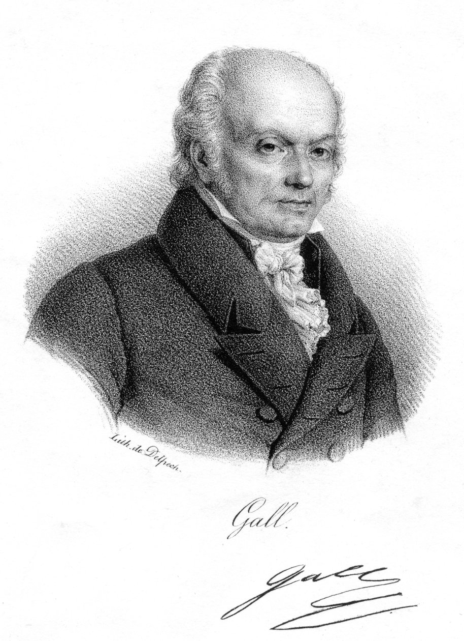 Franz Joseph Gall, niemiecki lekarz i założyciel frenologii, c1820 autorstwa Delpech