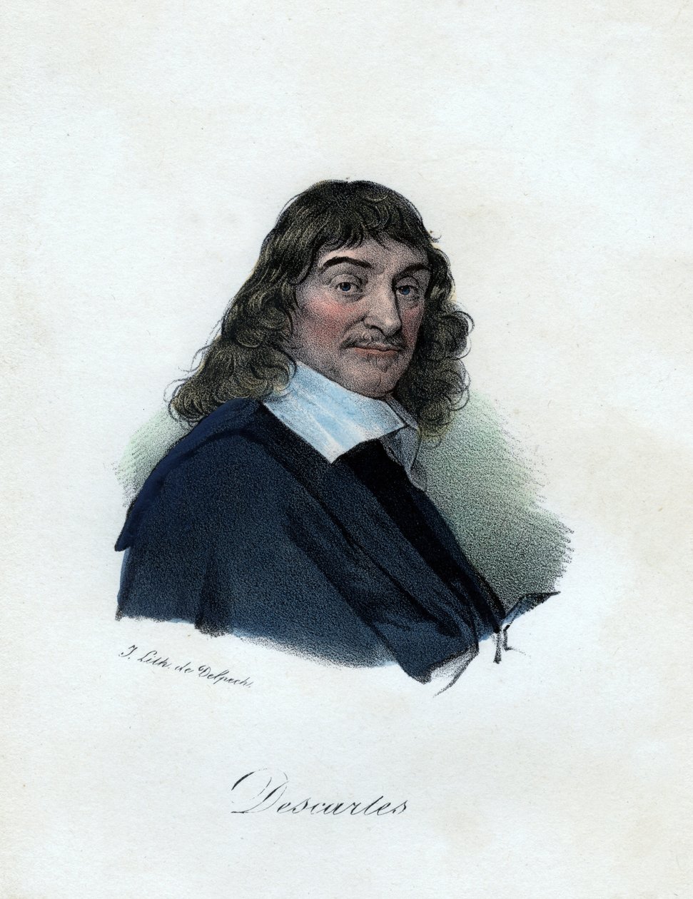 Rene Descartes, francuski filozof, matematyk i naukowiec, XIX wiek. autorstwa Delpech
