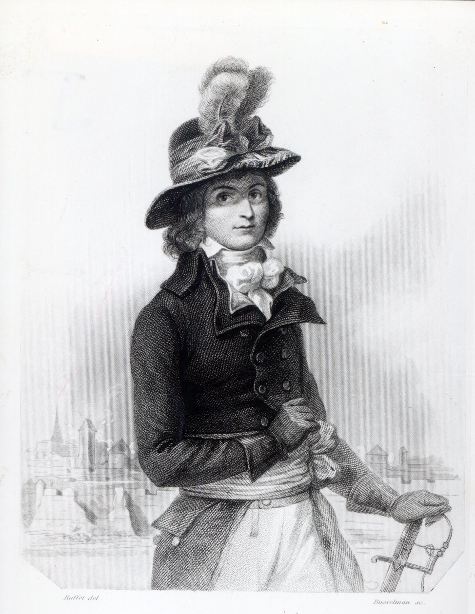 Louis Antoine de Saint-Just, grawerowane przez Bosselman autorstwa Denis Auguste Marie Raffet