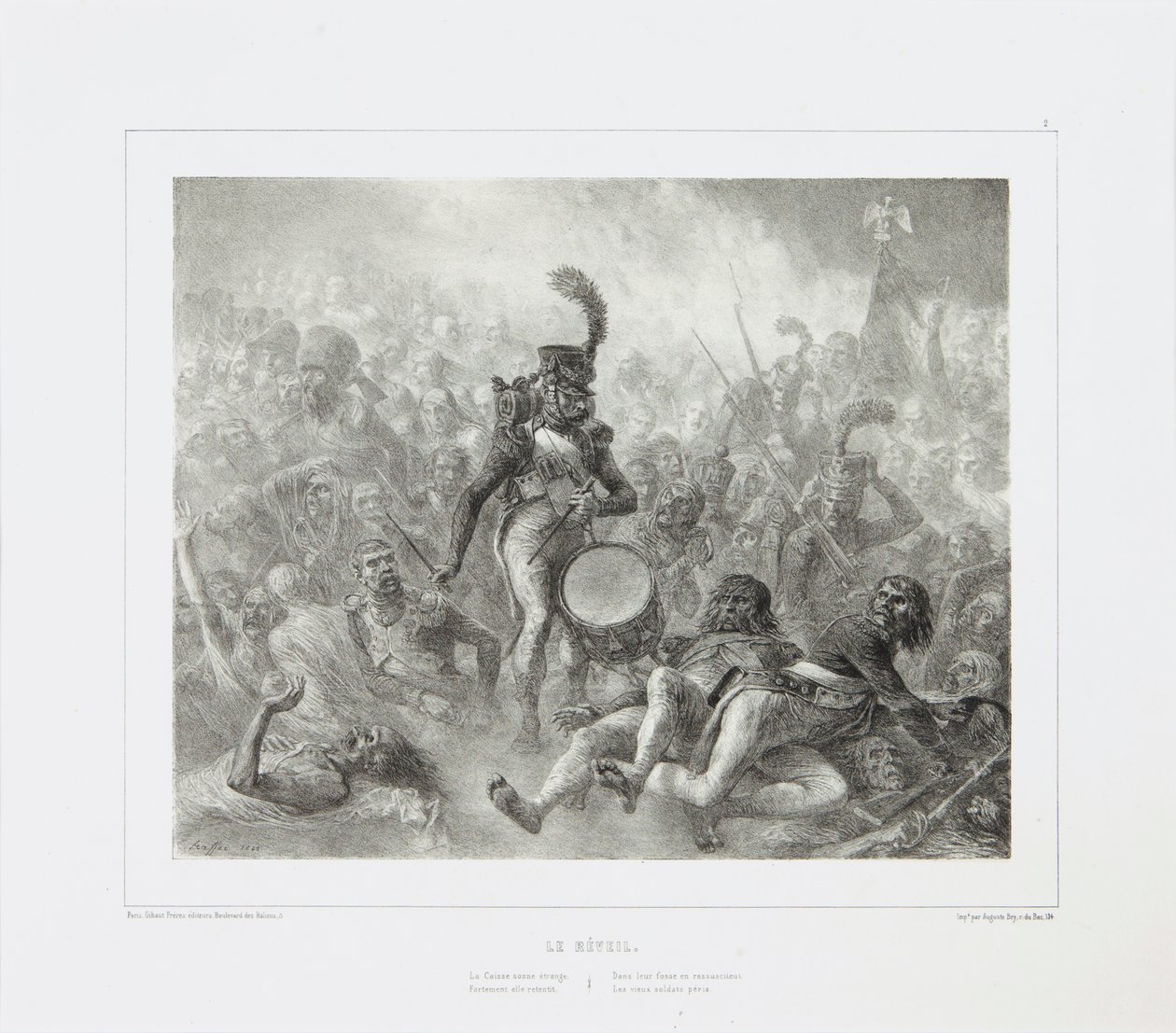 Bęben budzący zmarłych żołnierzy, 1842 autorstwa Denis Auguste Marie Raffet