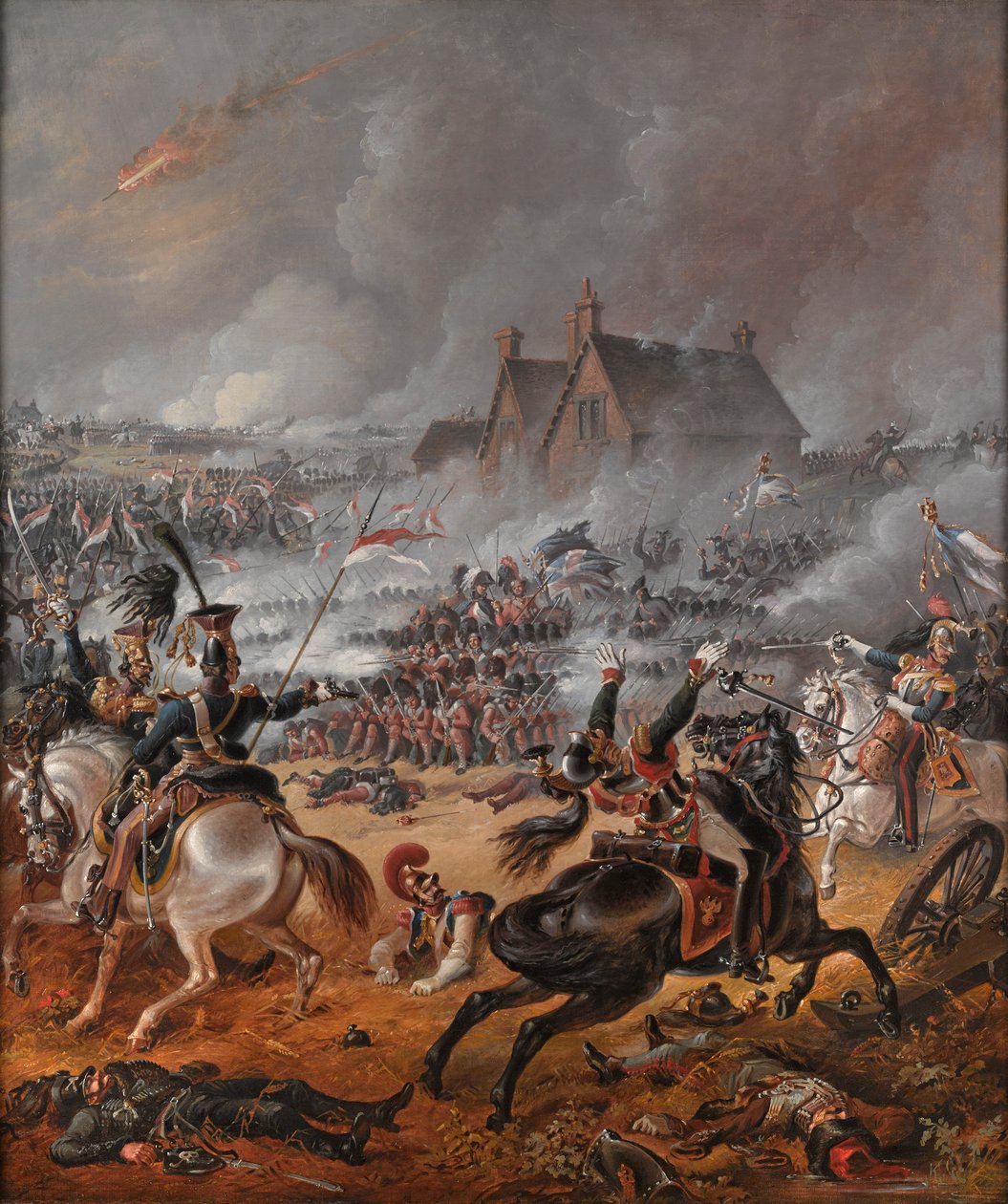 Bitwa pod Waterloo (olej na płótnie) autorstwa Denis (follower of) Dighton