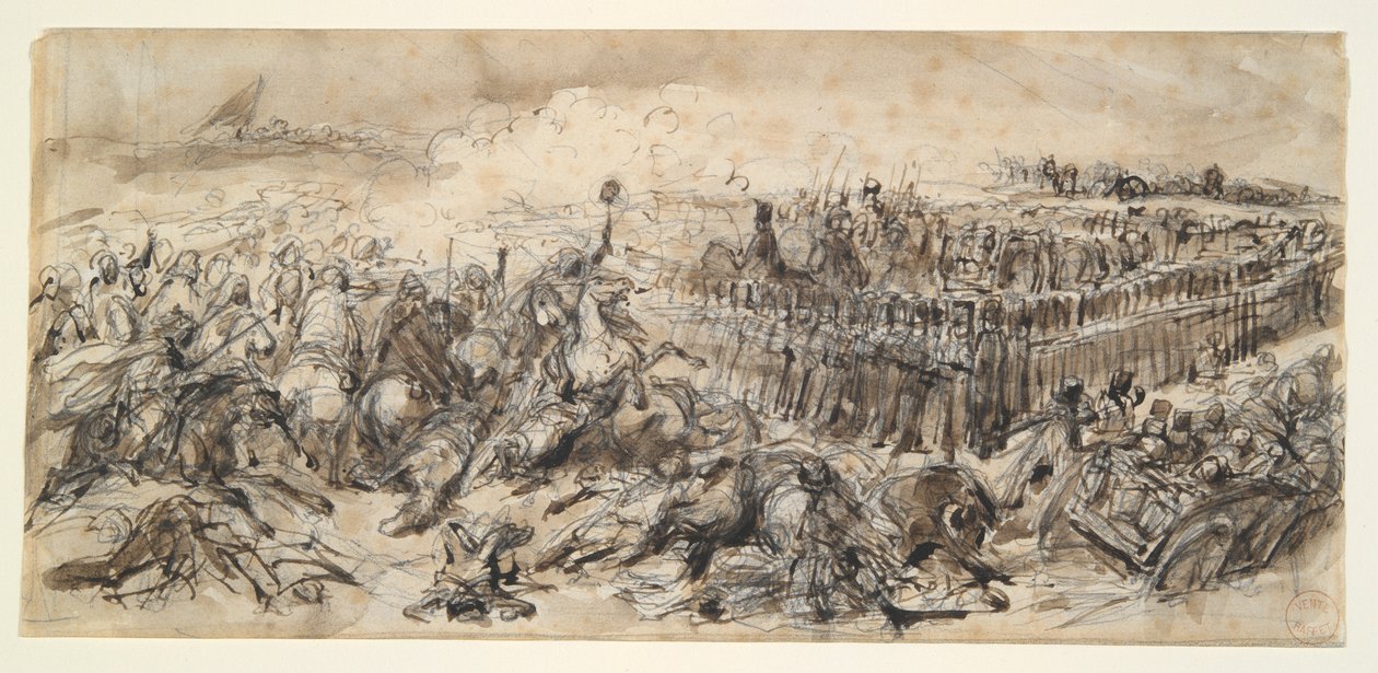 Scena bitwy (Badanie dla 2. Lekkiej Kawalerii odpierającej atak Arabów) autorstwa Denis-Auguste-Marie Raffet