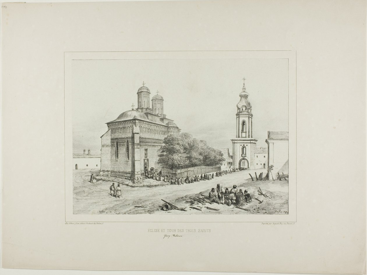 Kościół i wieża Trzech Świętych, Jassy, Modawie, 19 lipca 1837 r. autorstwa Denis-Auguste-Marie Raffet