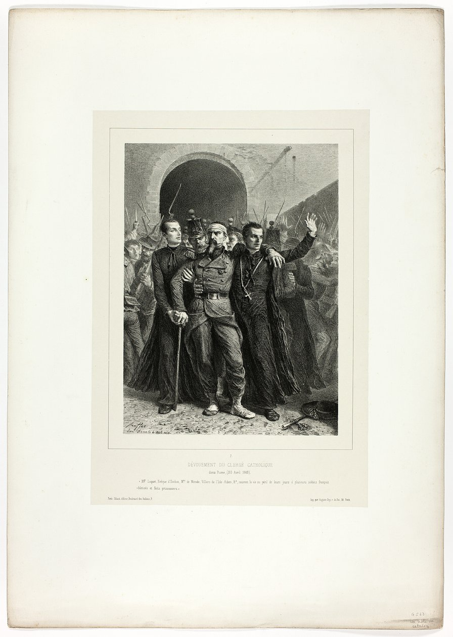 Nabożeństwo duchowieństwa katolickiego w Rzymie, 30 kwietnia 1849, z Souvenirs d’Italie: Expédition de Rome autorstwa Denis Auguste Marie Raffet