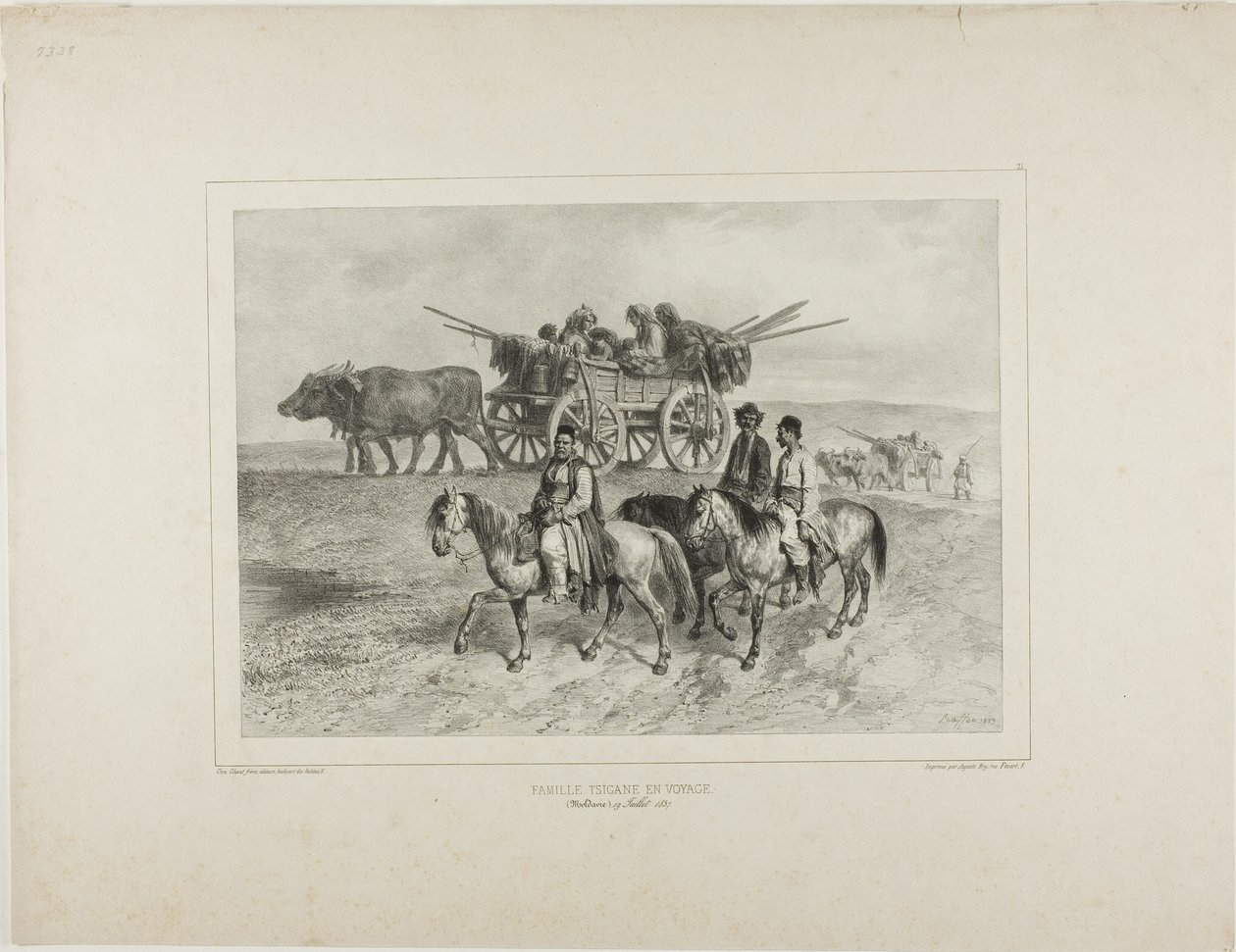 Rodzina podróżujących węgierskich Cyganów, Mołdawia, 19 lipca 1837 r. autorstwa Denis Auguste Marie Raffet