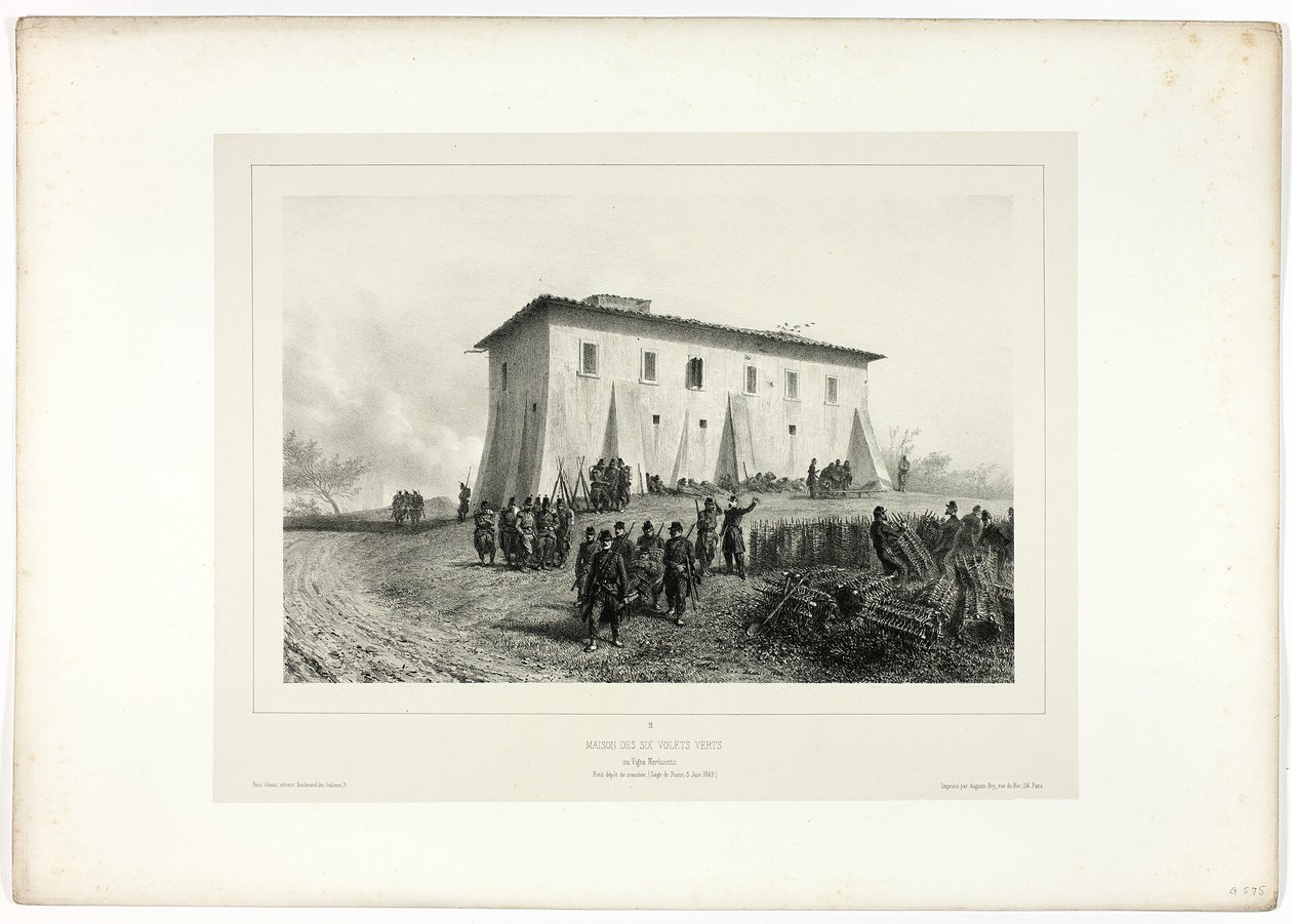 Dom Sześciu Zielonych Okiennic, z Memories of Italy: Wyprawa z Rzymu autorstwa Denis Auguste Marie Raffet