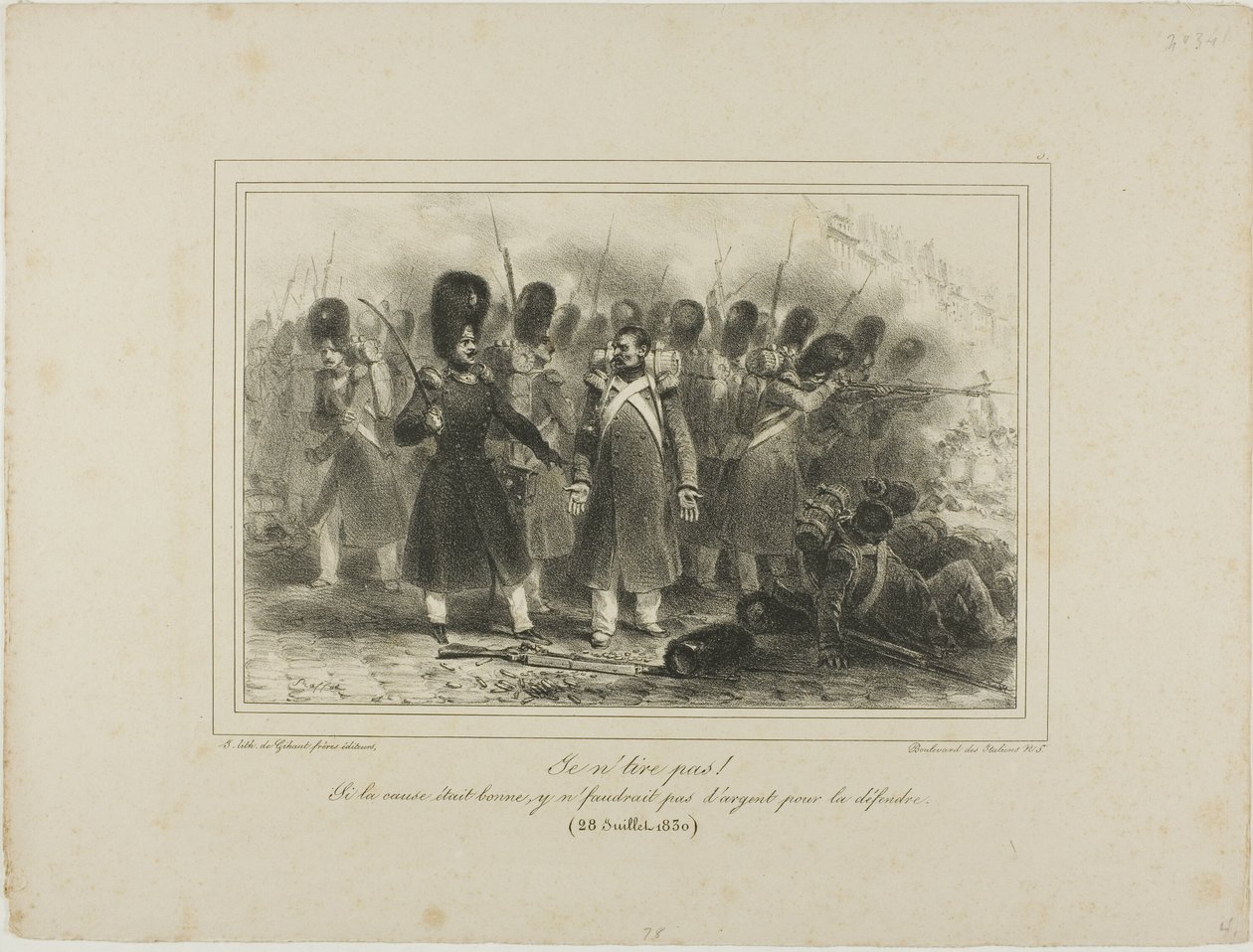 Nie strzelam! Gdyby sprawa była dobra, nie byłoby pieniędzy na jej obronę. 28 lipca 1830 r. autorstwa Denis Auguste Marie Raffet