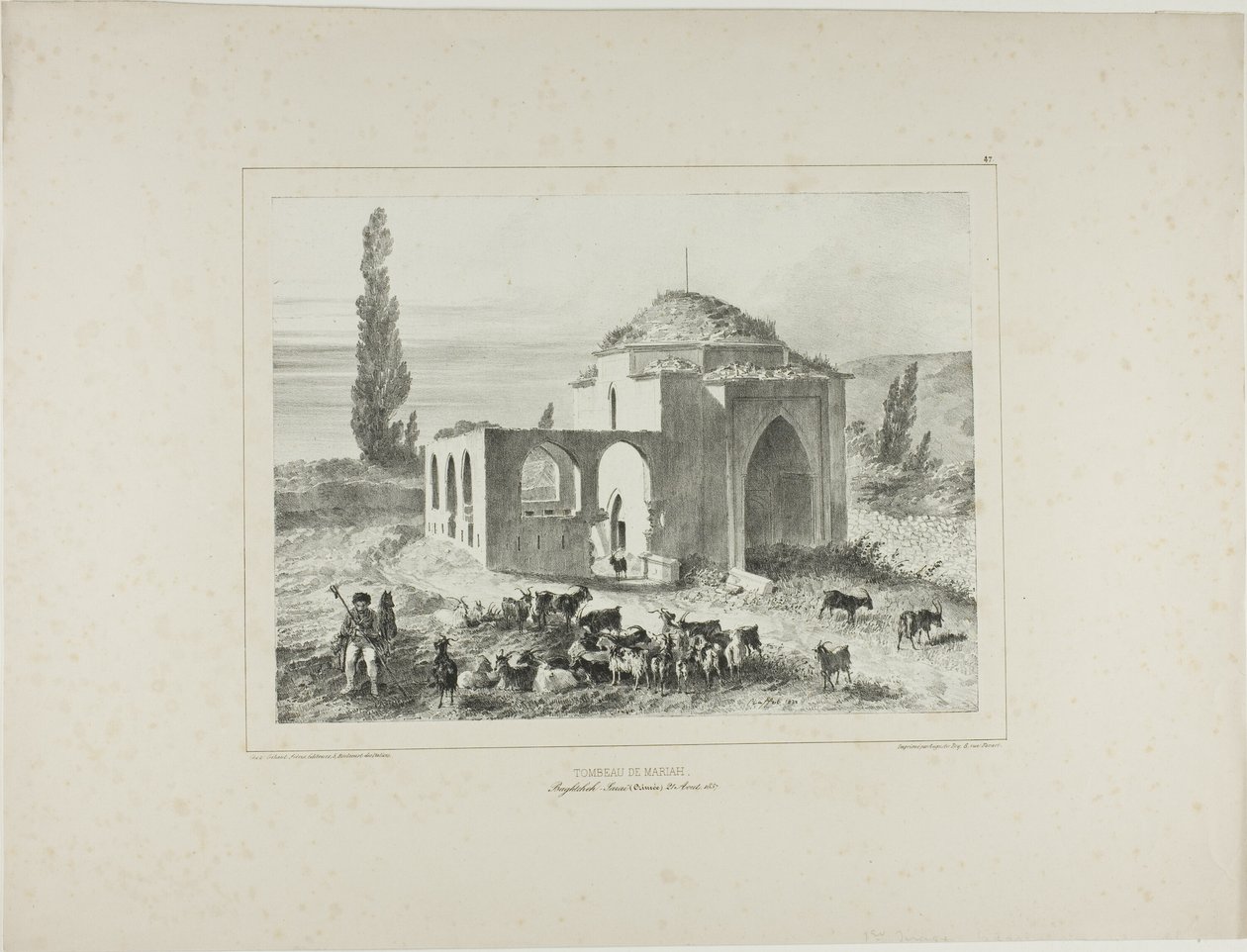 Grobowiec Mariah, Bachtcheh-Seraï, Krym, 21 sierpnia 1837 r. autorstwa Denis Auguste Marie Raffet
