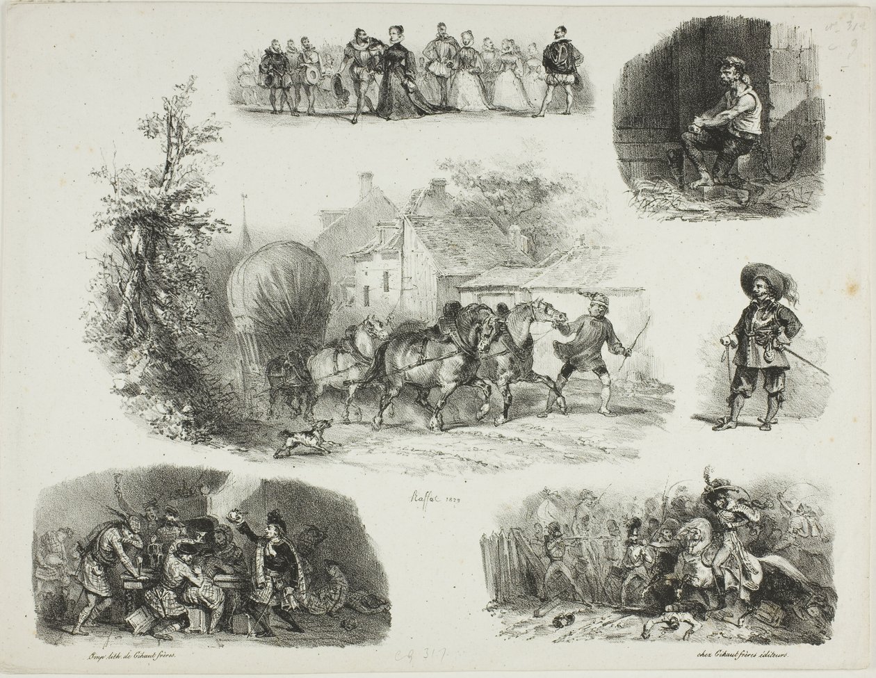 Arkusz szkiców autorstwa Denis Auguste Marie Raffet