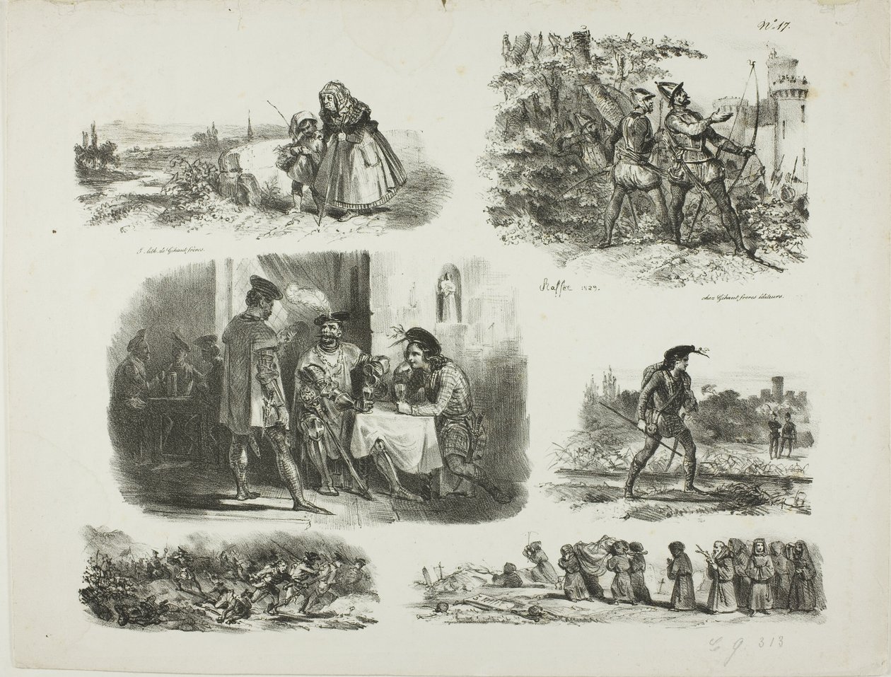 Arkusz szkiców autorstwa Denis Auguste Marie Raffet