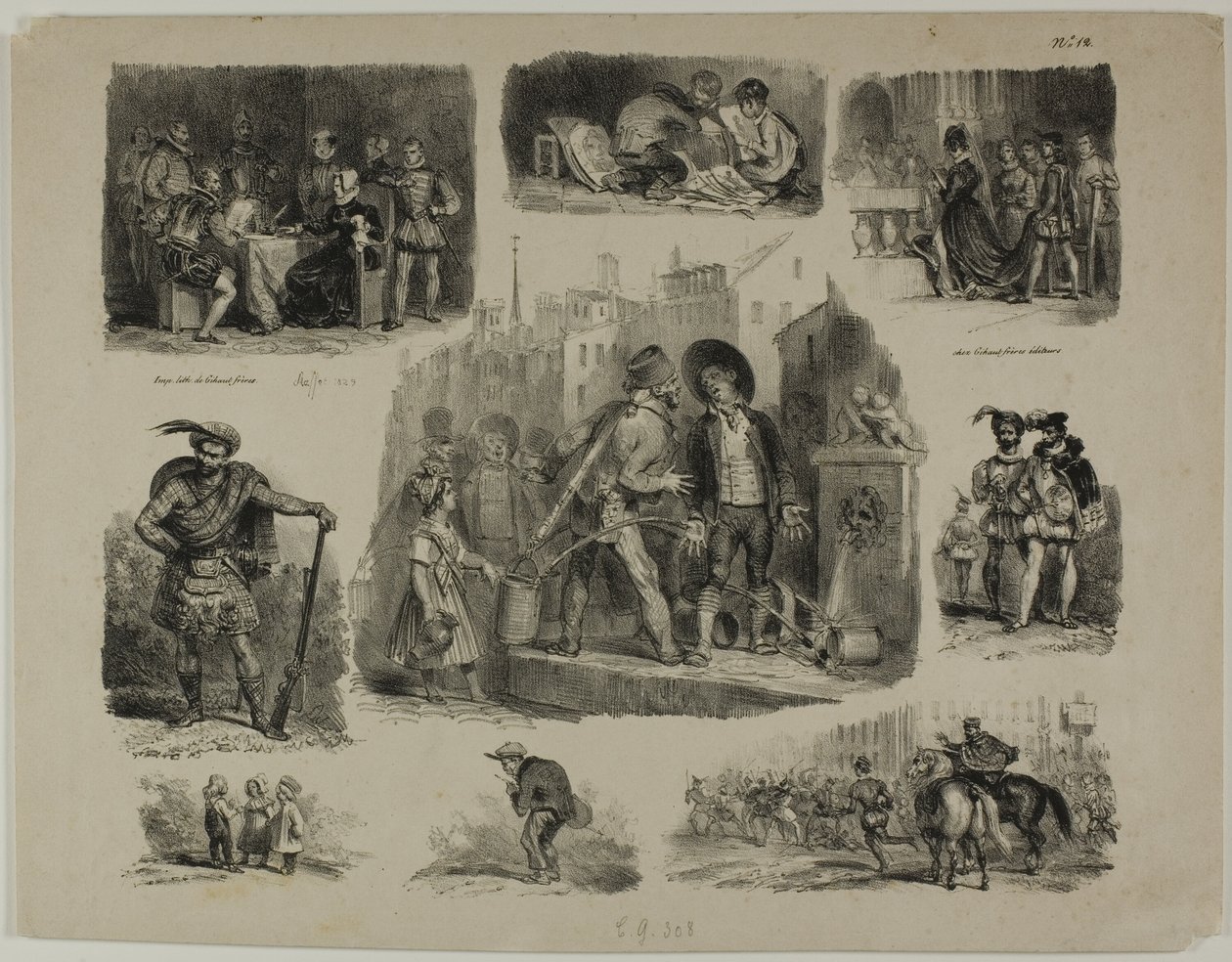 Arkusz szkiców autorstwa Denis Auguste Marie Raffet