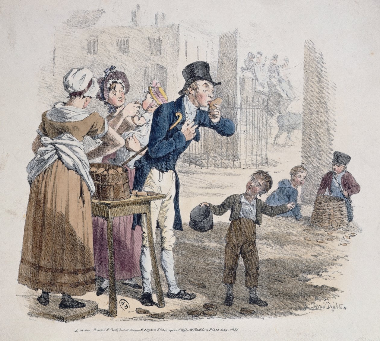 Sprzedawca pieczonych ziemniaków, 1821 autorstwa Denis Dighton