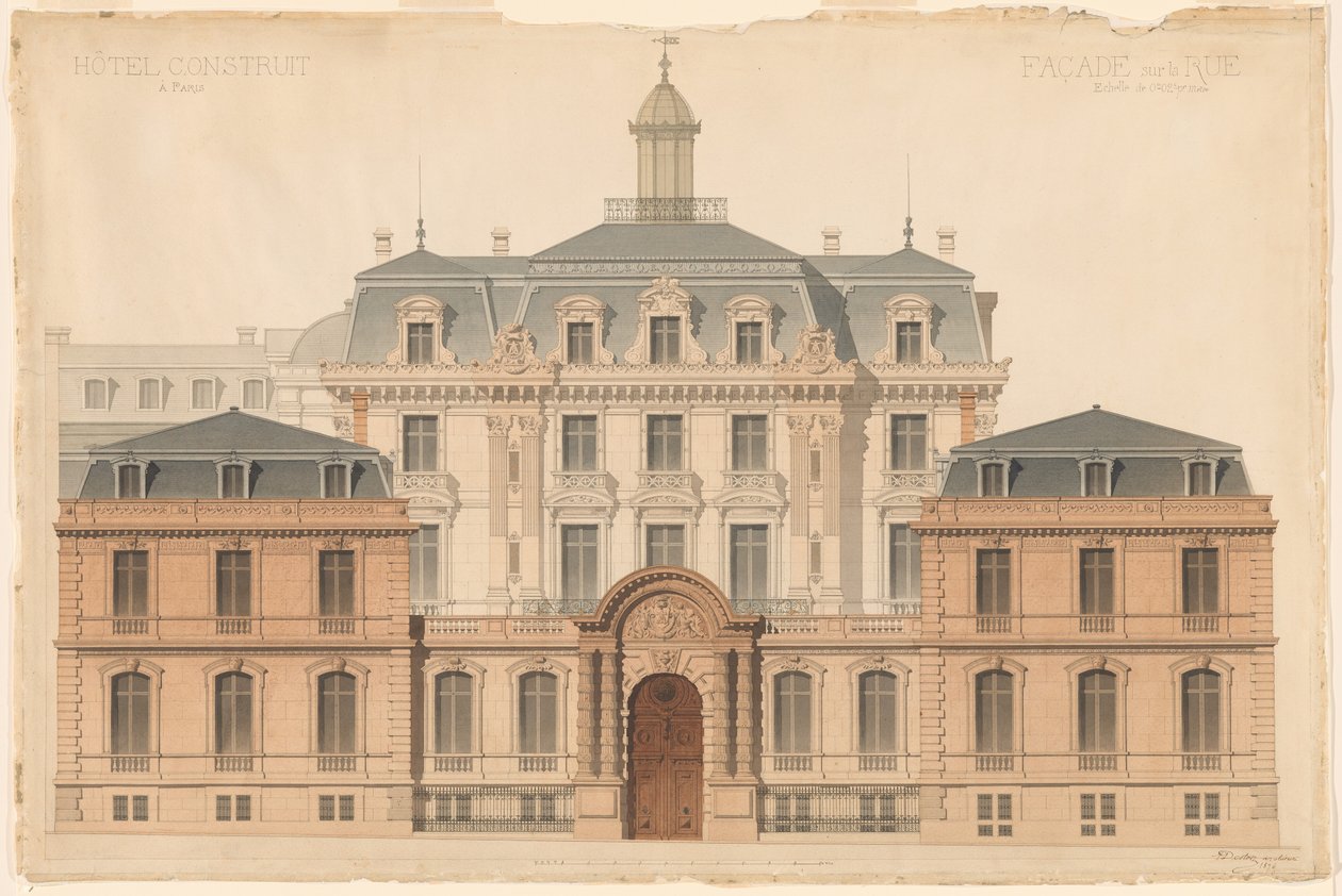 Rysunek prezentacyjny hotelu de Camondo autorstwa Denis Louis Destors