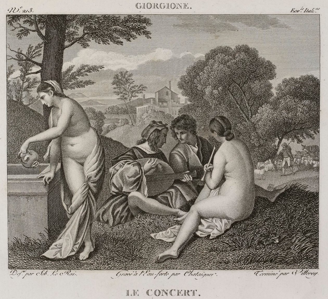 Denis-Sébastien Leroy, Antoine-Claude-François Villerey i Chataigner - Koncert według Giorgione - 1802-1815 autorstwa Denis Sebastien Leroy