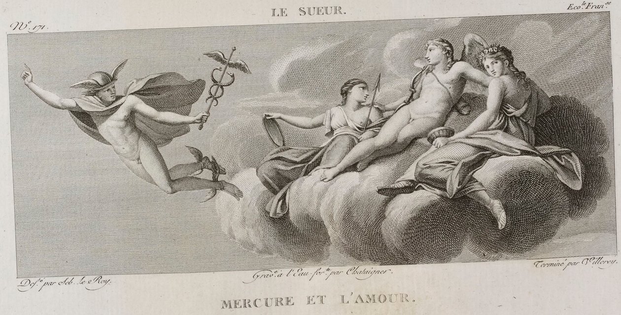Denis-Sébastien Leroy, Antoine-Claude-François Villerey i Chataigner - Merkury i miłość, według Eustache Le Sueur - 1802-1815 autorstwa Denis Sebastien Leroy