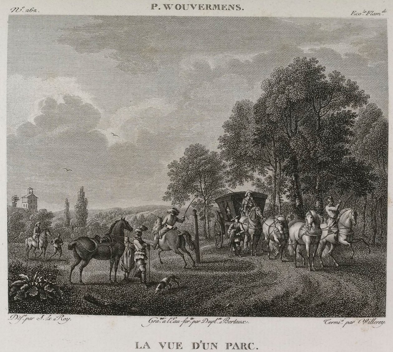Denis-Sébastien Leroy, Antoine-Claude-François Villerey i Jean Duplessis-Bertaux - Widok parku, według Wouwermana - 1802-1815 autorstwa Denis Sebastien Leroy