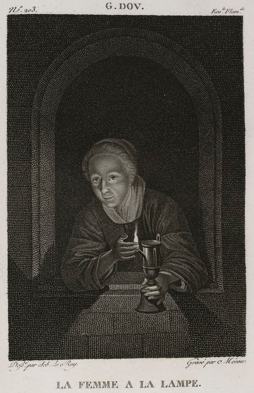Denis-Sébastien Leroy et Mécou - Kobieta z lampą, według Gerrita Dou - 1802-1815 autorstwa Denis Sebastien Leroy