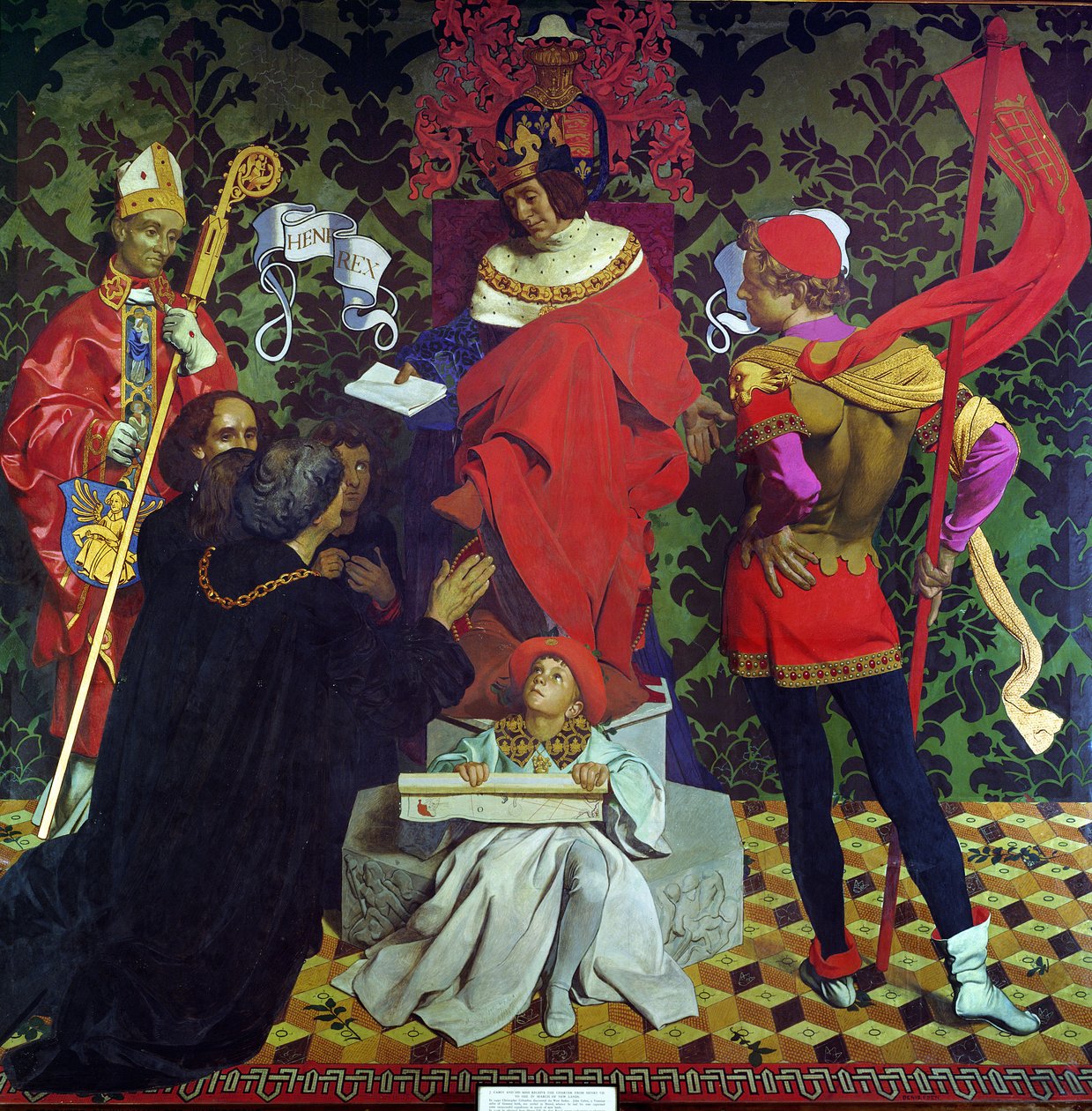 John Cabot i jego synowie otrzymują od Henryka VII zezwolenie na żeglowanie w poszukiwaniu nowych ziem autorstwa Denis William Eden