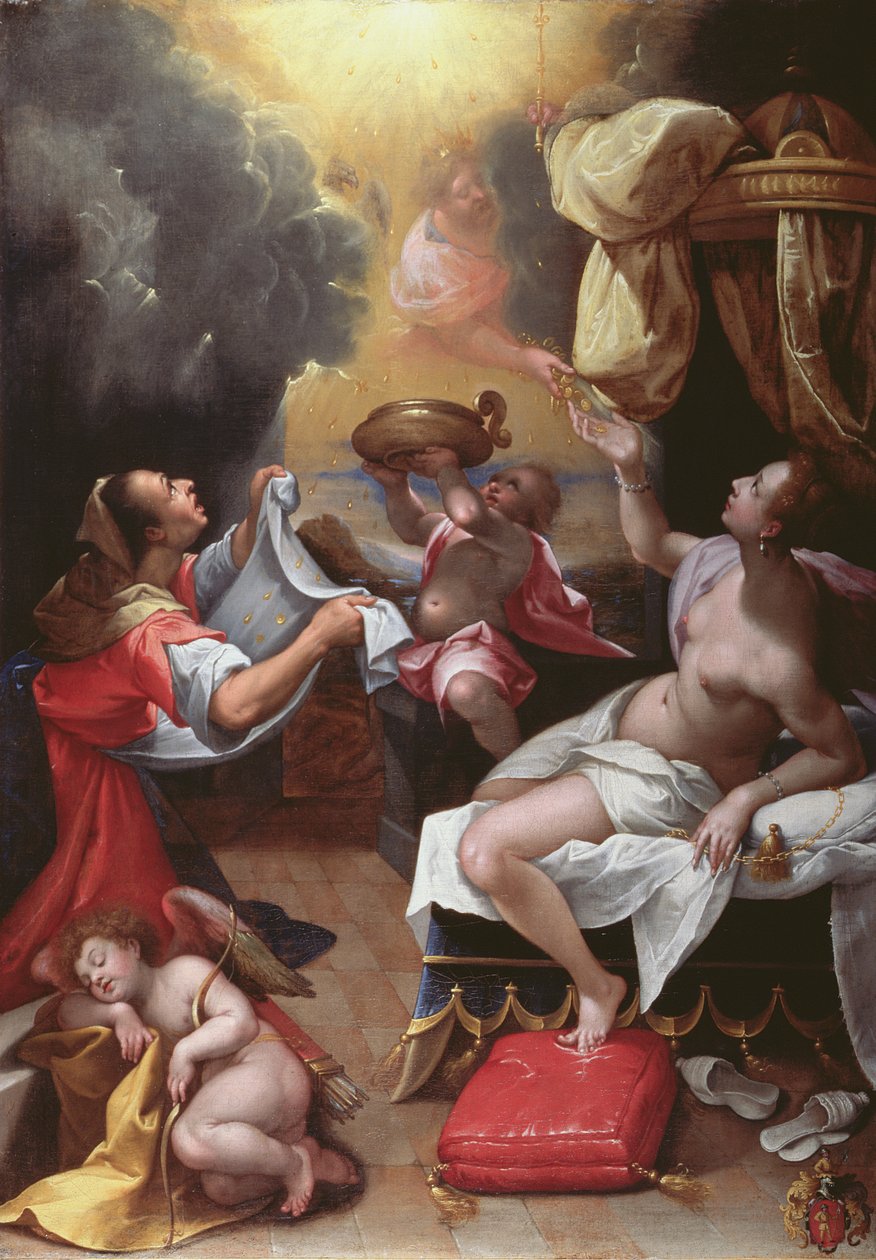 Danae (olej na płótnie) autorstwa Denys Calvaert or Calvart