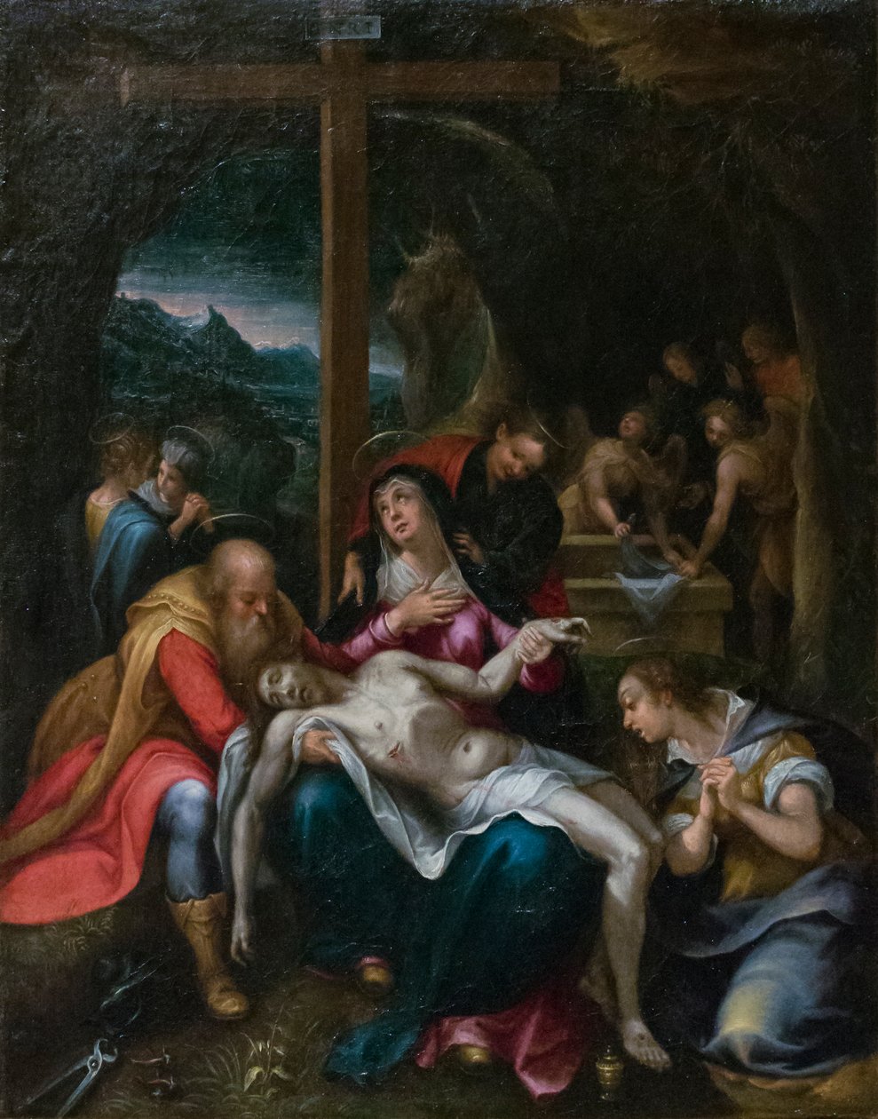 Opłakiwanie Chrystusa, ok. 1595-1600 (olej na płótnie) autorstwa Denys Calvaert or Calvart