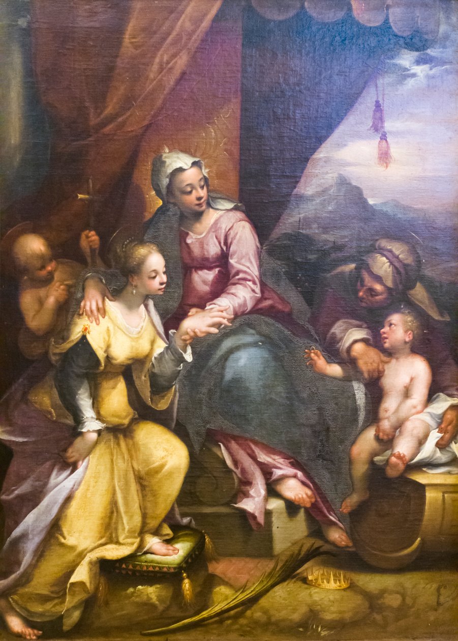 Mistyczne zaślubiny św. Katarzyny autorstwa Denys Calvaert or Calvart