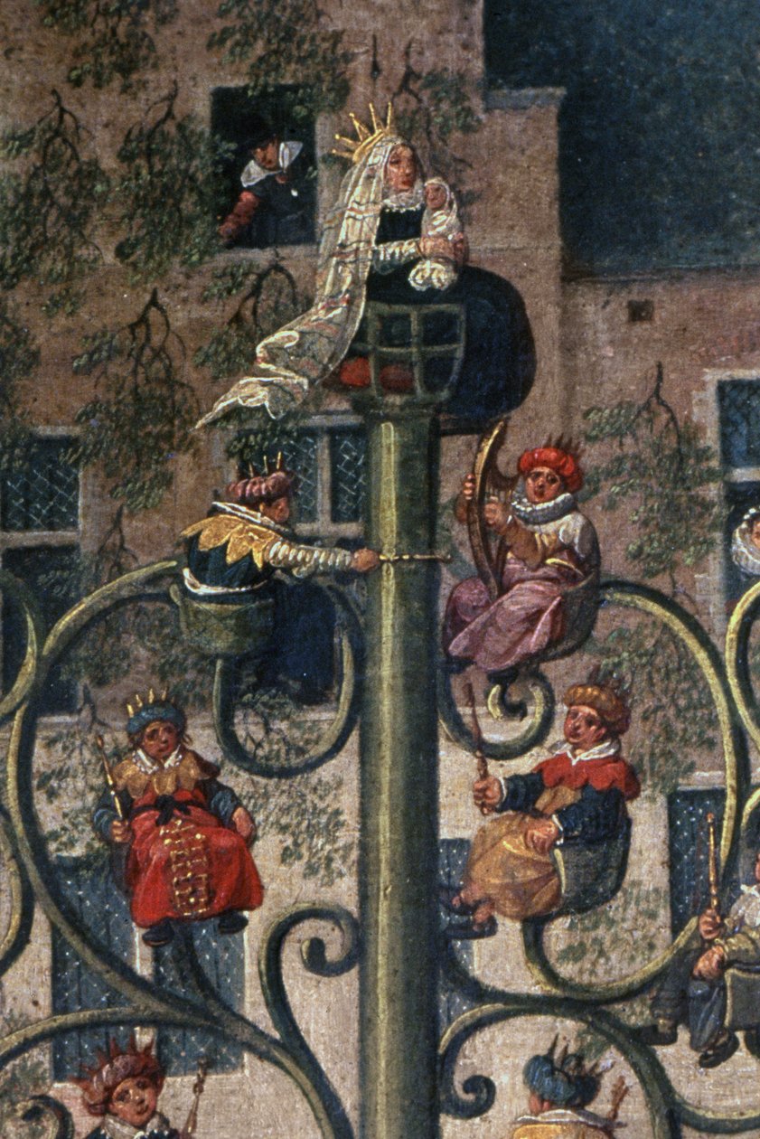 Triumf arcyksiężnej Izabeli w brukselskim Ommeganck w niedzielę 31 maja 1615 r., fragment Wagony z łodygą Jessego, 1615 (detal z 75629) autorstwa Denys van Alsloot