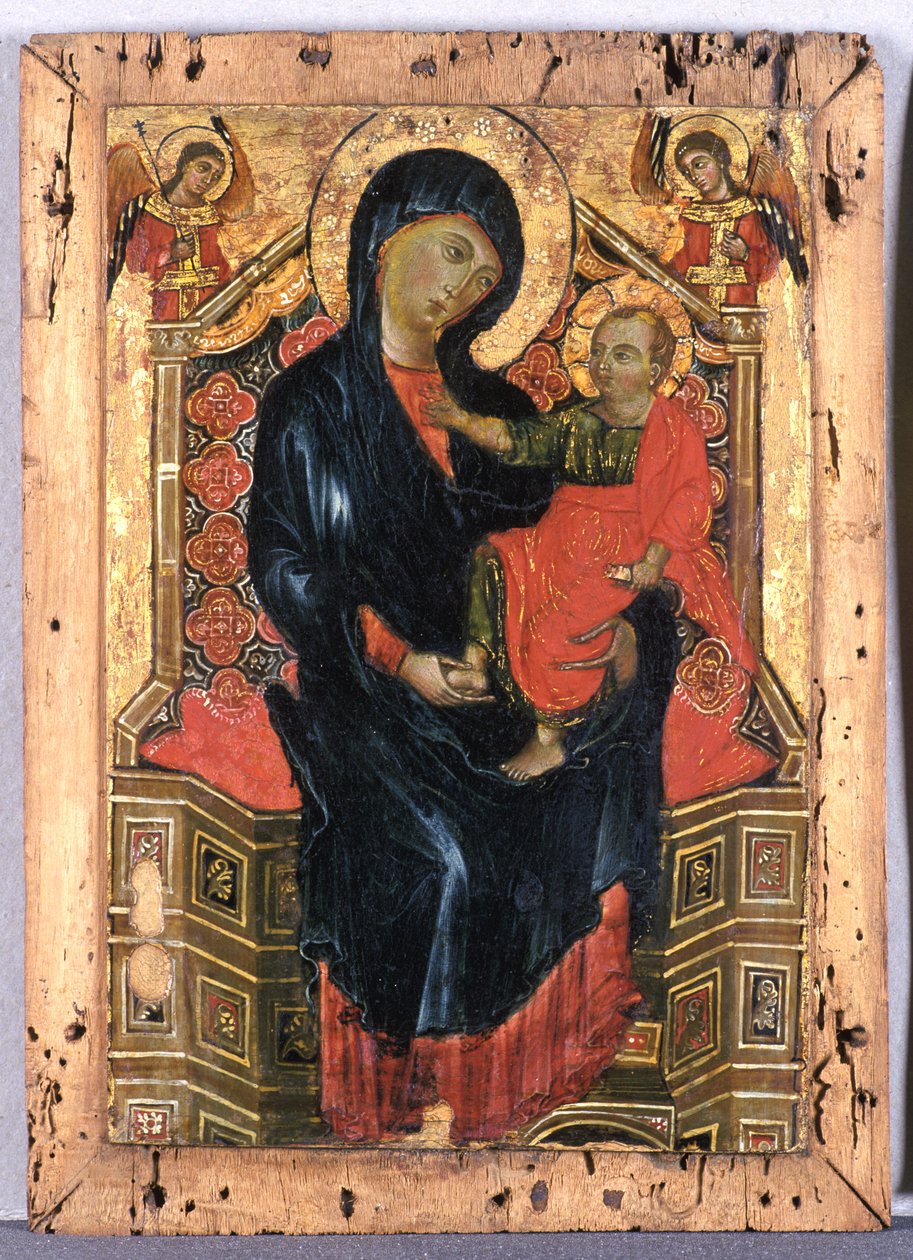 Madonna na tronie z Dzieciątkiem i dwoma aniołami, ok.1300 (tempera na drewnie topoli) autorstwa Deodato Orlandi Deodato Orlandi
